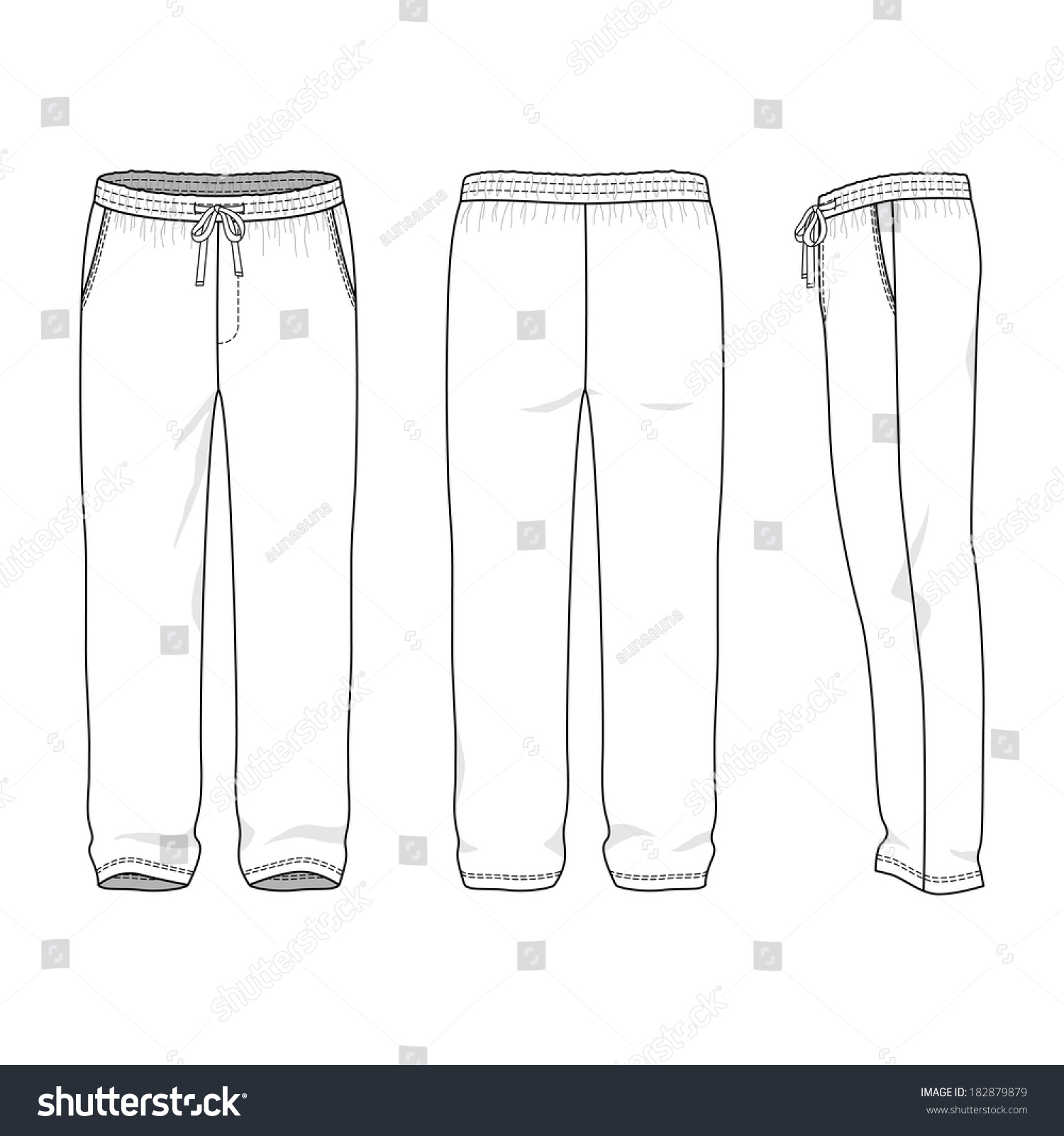 Blank Men'S Sweatpants In Front, Back And Side Views. Vector ...