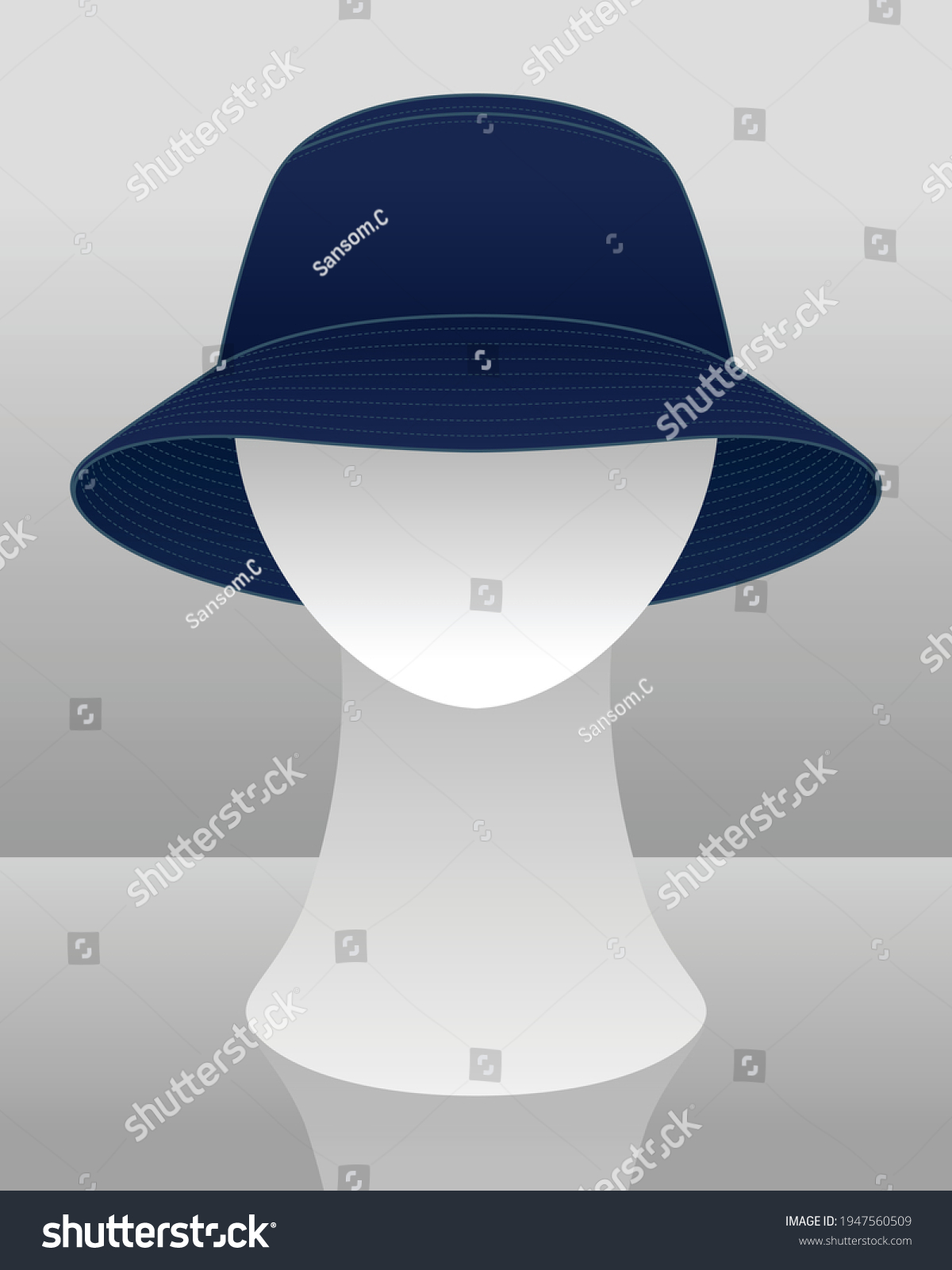 Blank Navy Blue Bucket Hat Template Stock Vector (Royalty Free ...