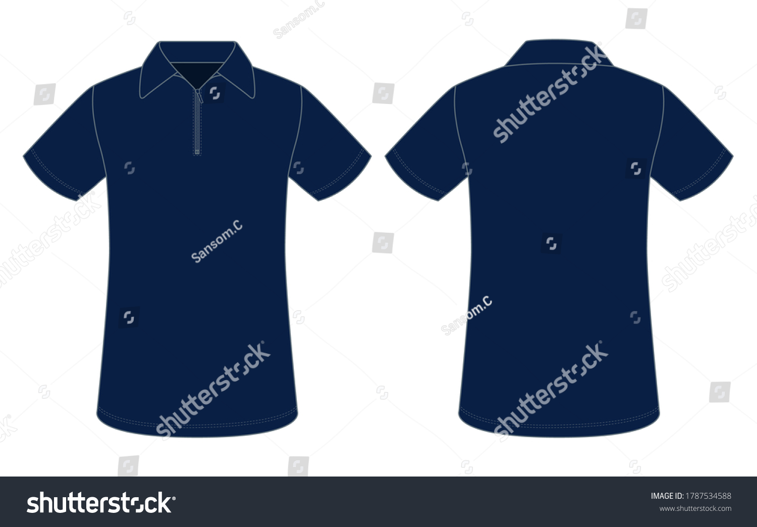 Blank Navy Shirt Zip Placket Vector Stock Vector (Royalty Free ...