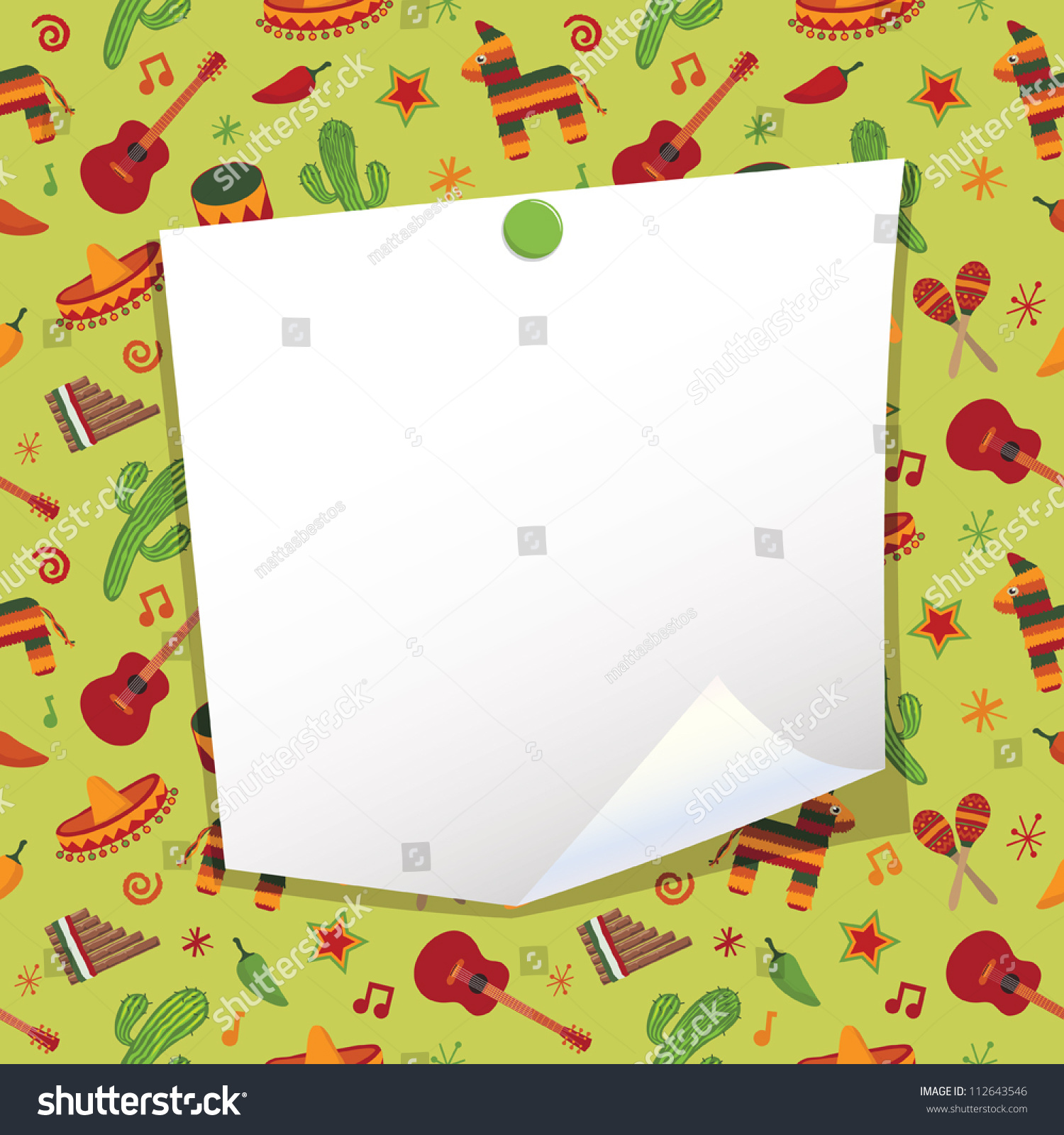 Blank Note Paper Mexican Party Background Stock Vector 112643546 - Shutterstock