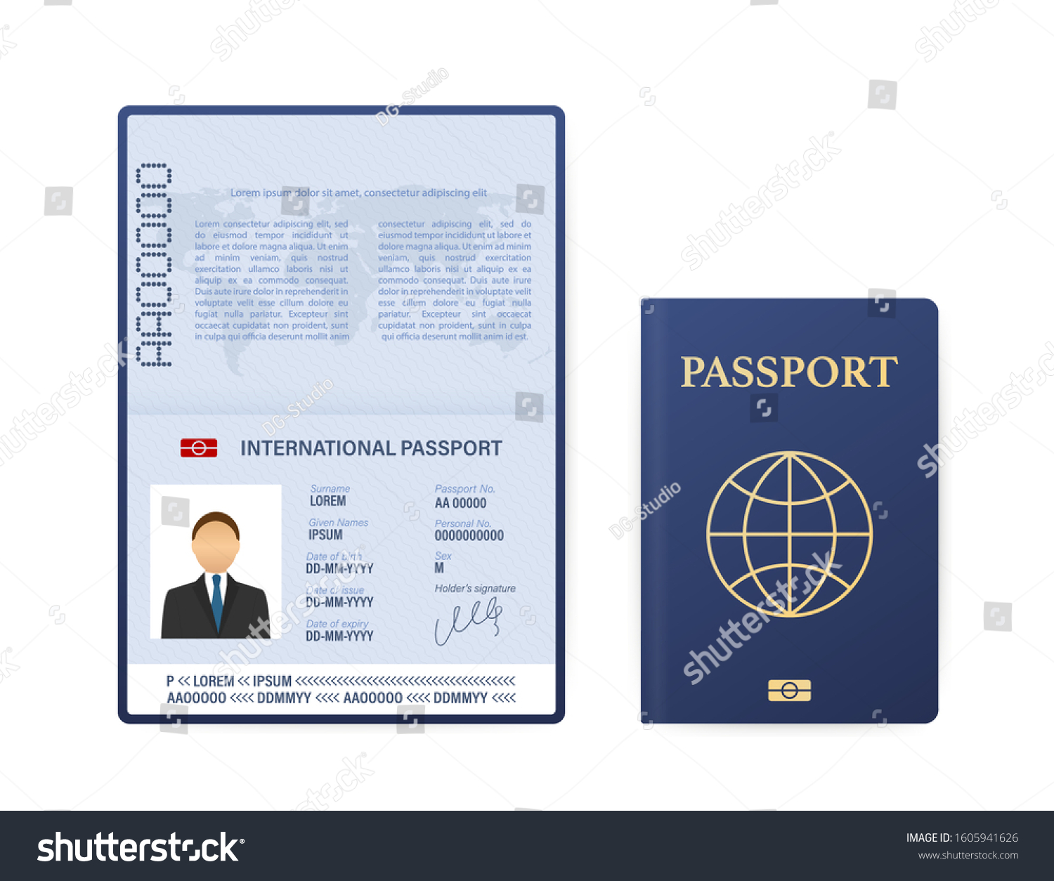 Blank Open Passport Template International Passport Stock Vector ...