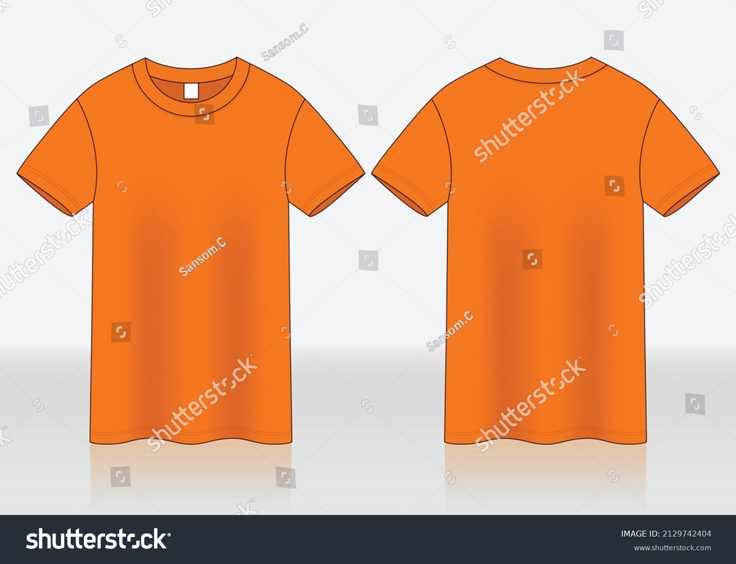 Blank Orange Short Sleeve Tshirt Template Stock Vector (Royalty Free ...