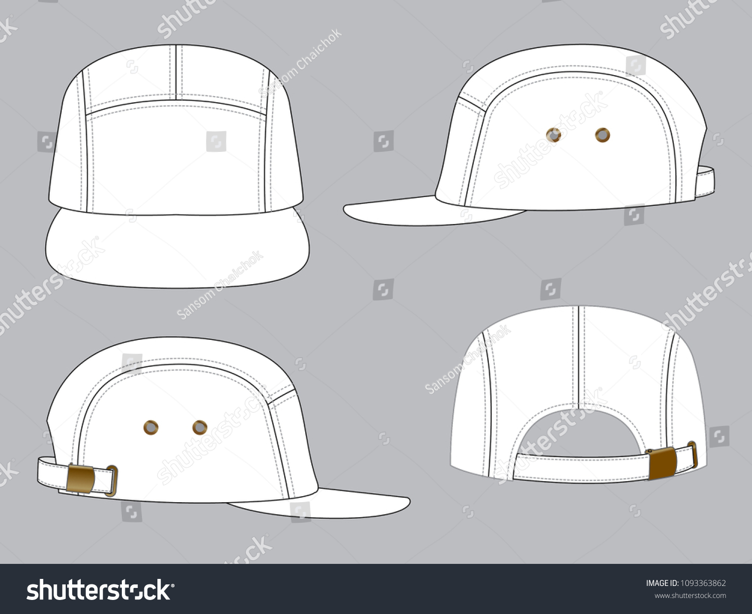 Blank 5 Panel Cap White Color Stock Vector (Royalty Free) 1093363862