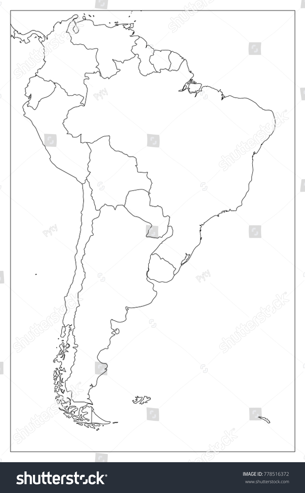 outline map south america