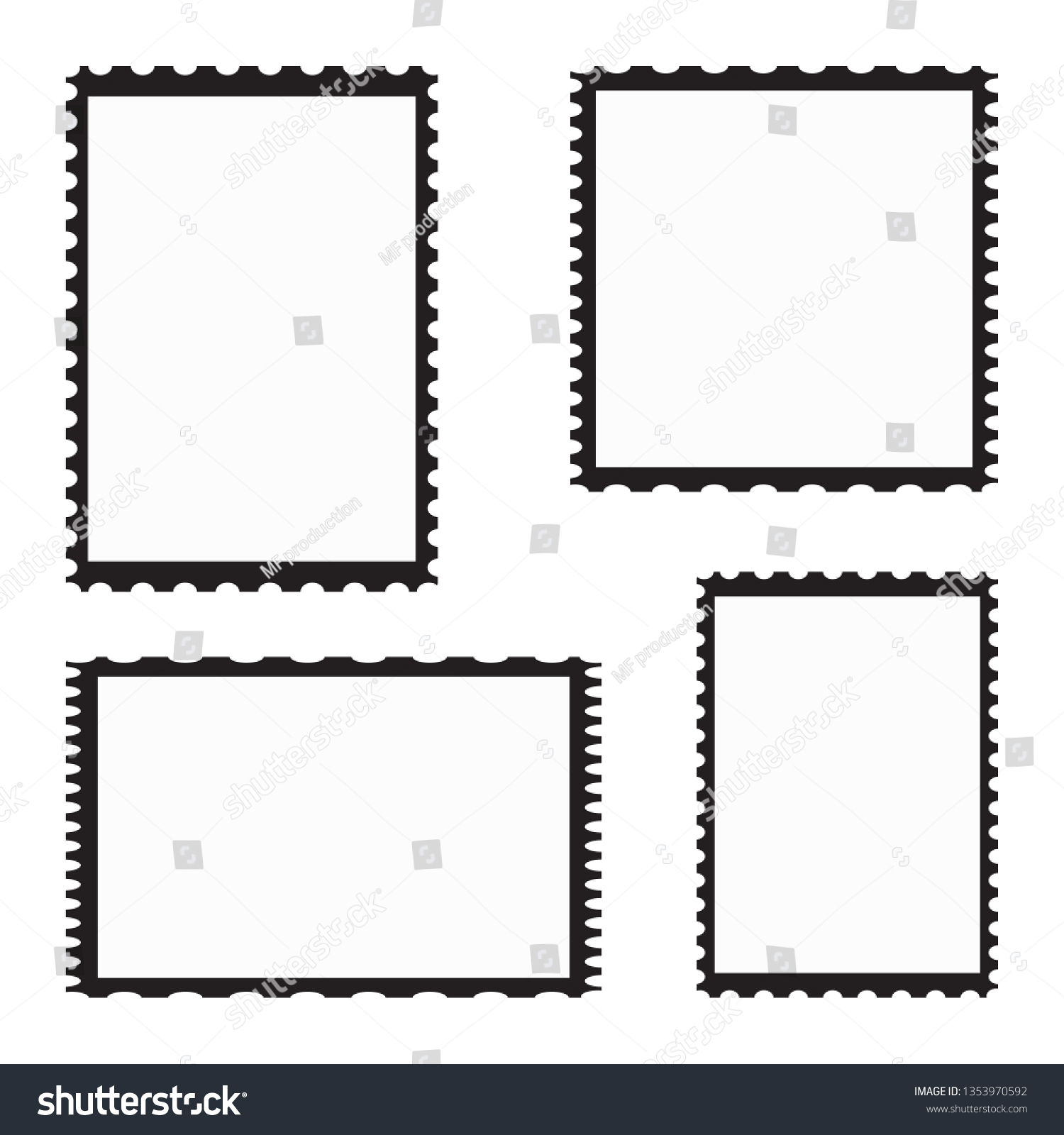 Blank Postage Stamp Template Set Isolated vector de stock (libre de