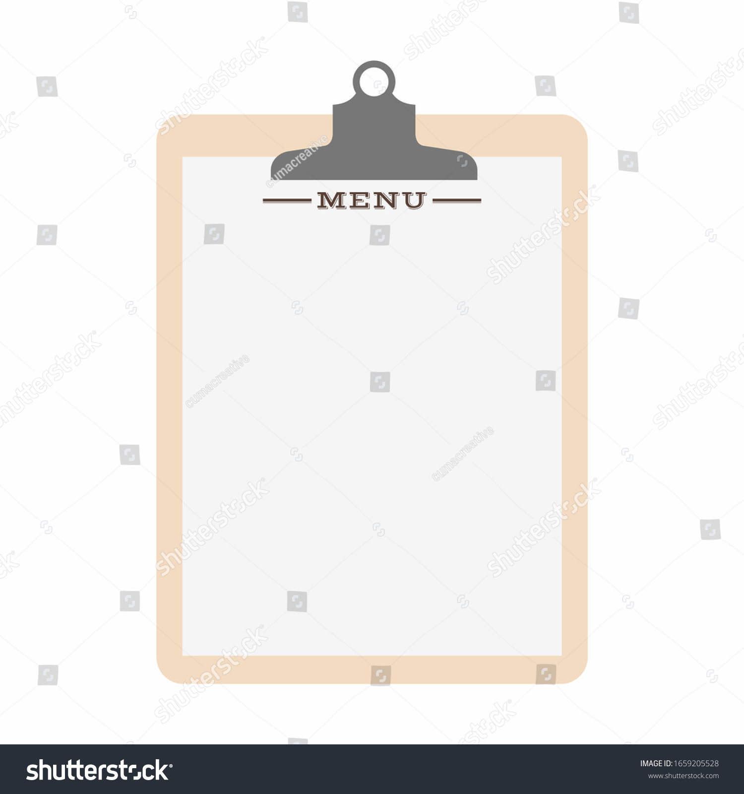 Blank Restaurant Menu Template Paper Clipboard Stock Vector In Blank Restaurant Menu Template