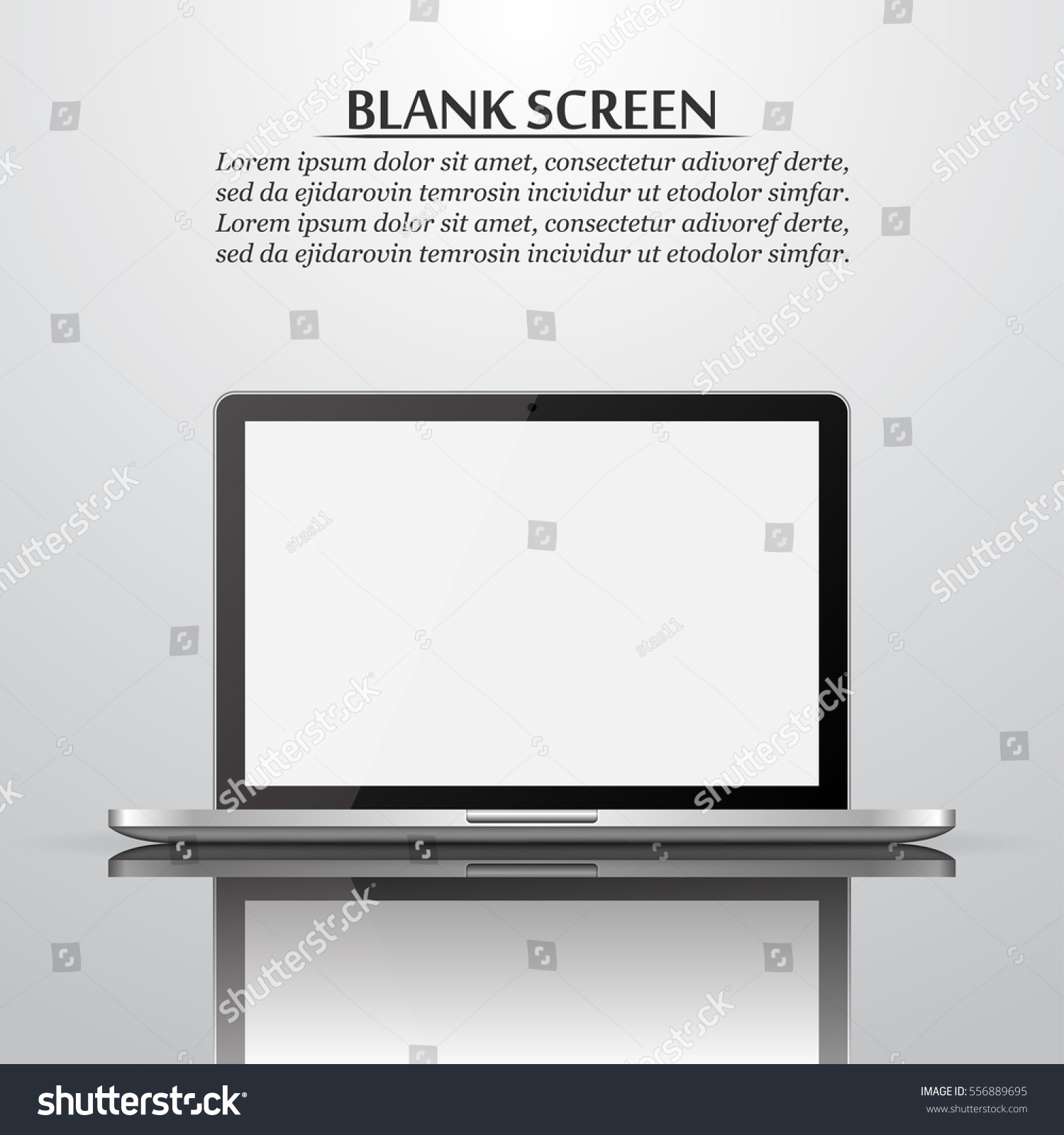 Blank Screen Laptop Reflection Shadow Vector Stock Vector (Royalty Free ...