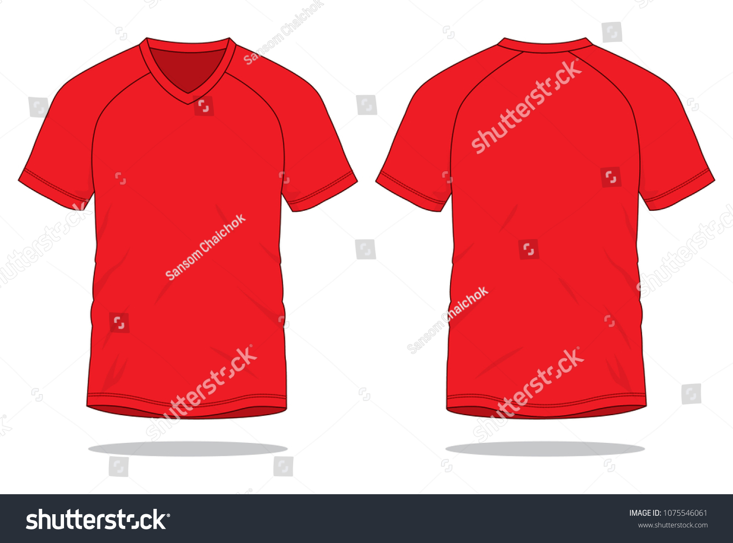 Blank Slope Shoulder Red Vneck Tshirt Stock Vector (royalty Free 