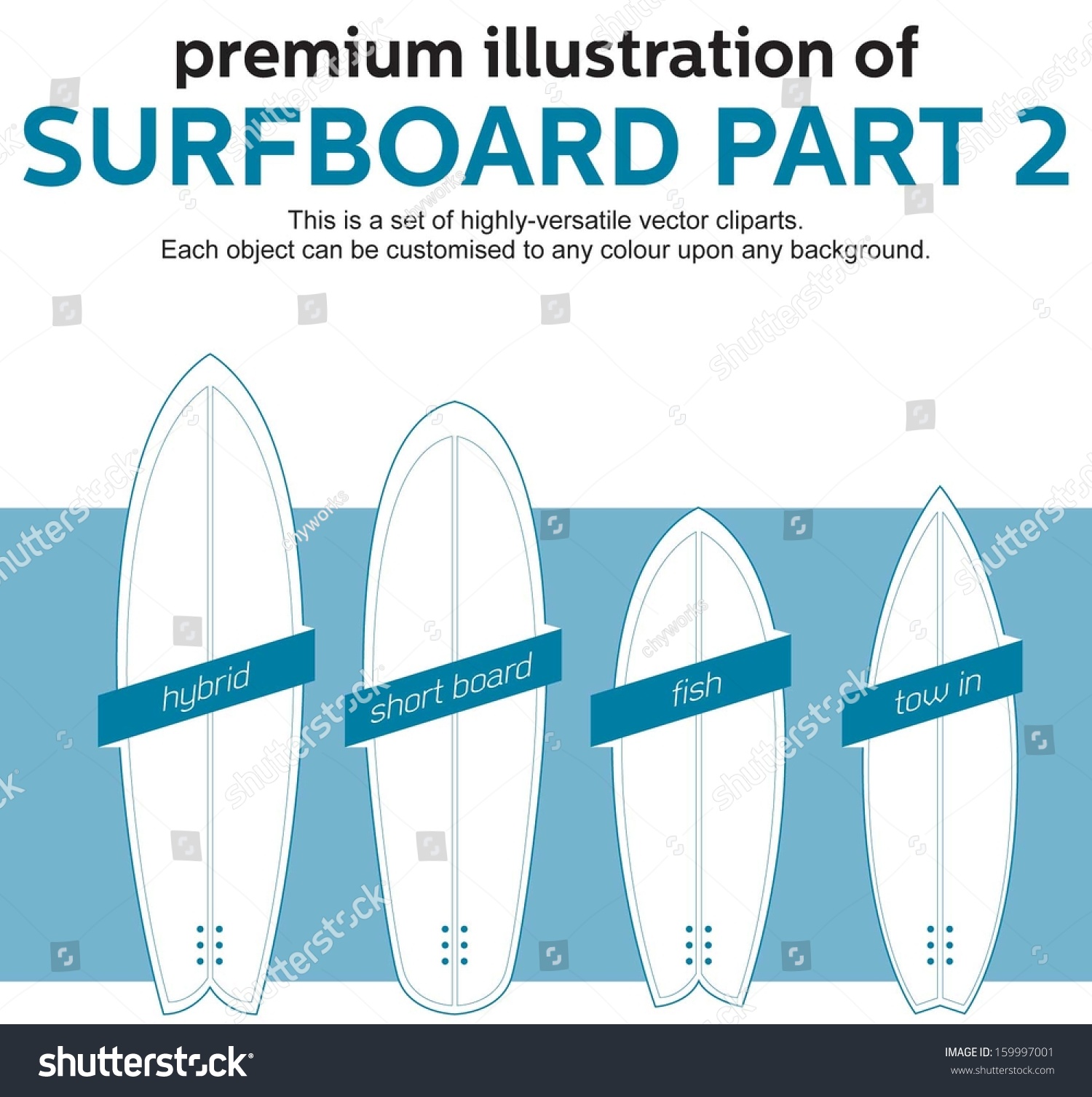 Blank Surfboards Template Part 2 vector de stock (libre de regalías