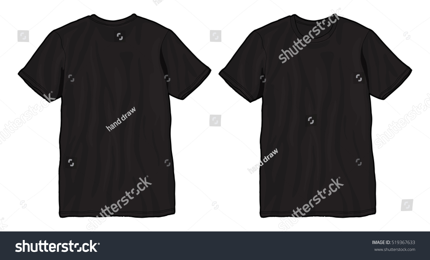 Download Blank T Shirt Template Black Tshirt Stock Vector 519367633 - Shutterstock