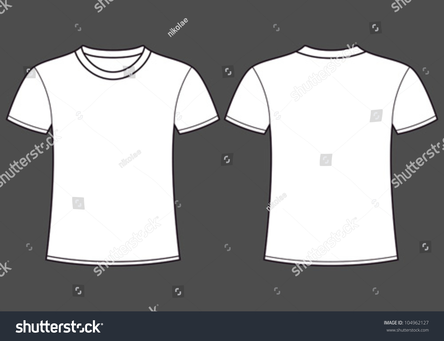 Download Blank Tshirt Template Front Back Stock Vector Royalty Free 104962127