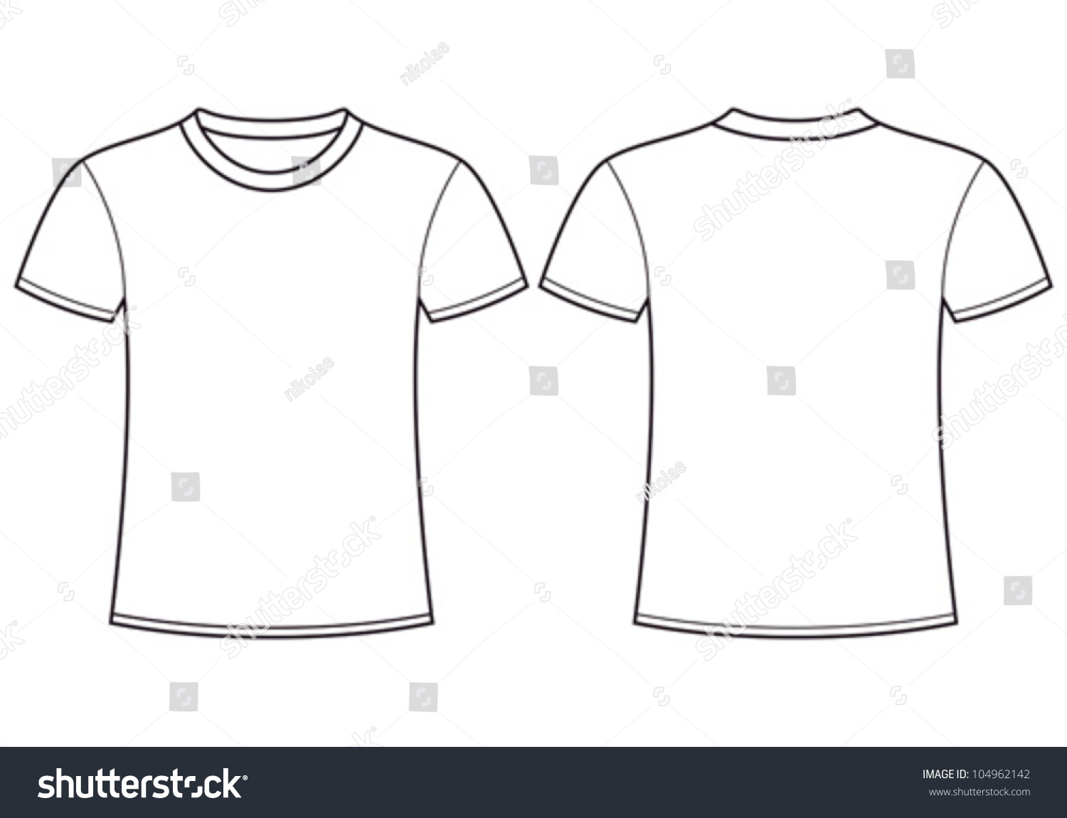 Download Blank Tshirt Template Front Back Stock Vector 104962142 ...