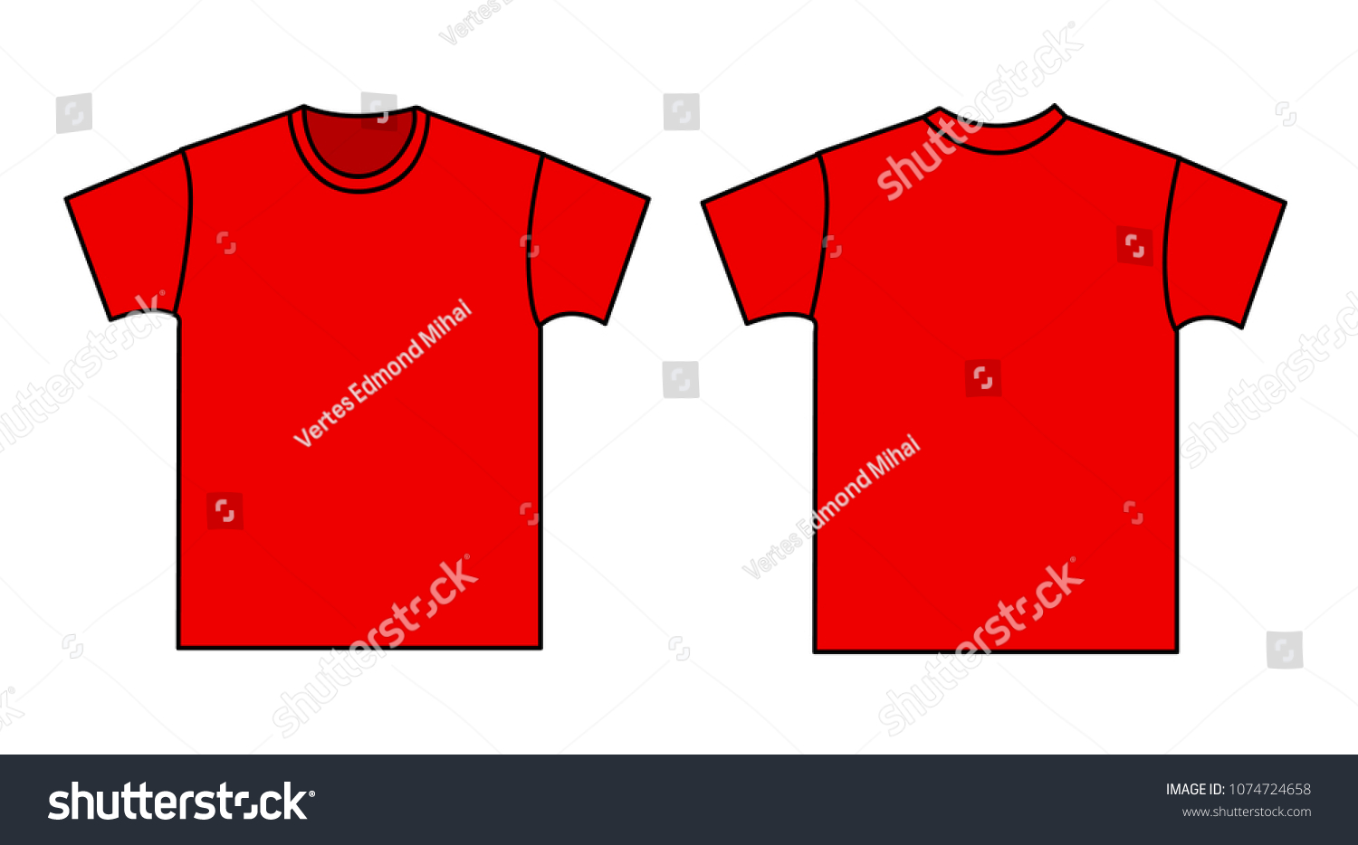 Blank Tshirt Template Front Back Stock Vector (Royalty Free) 1074724658 ...