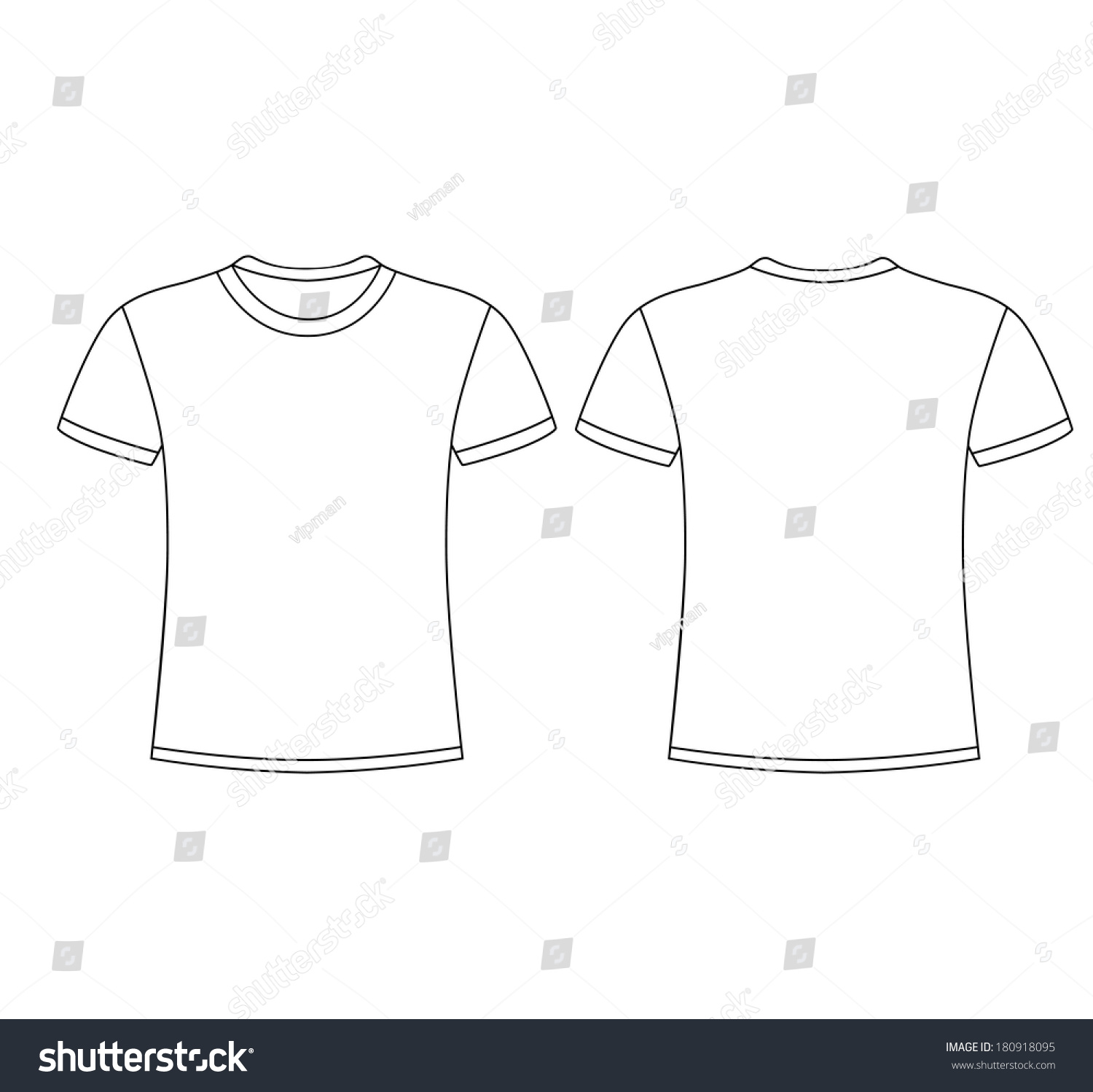 Blank Tshirt Template Front Back Stock Vector 180918095 - Shutterstock