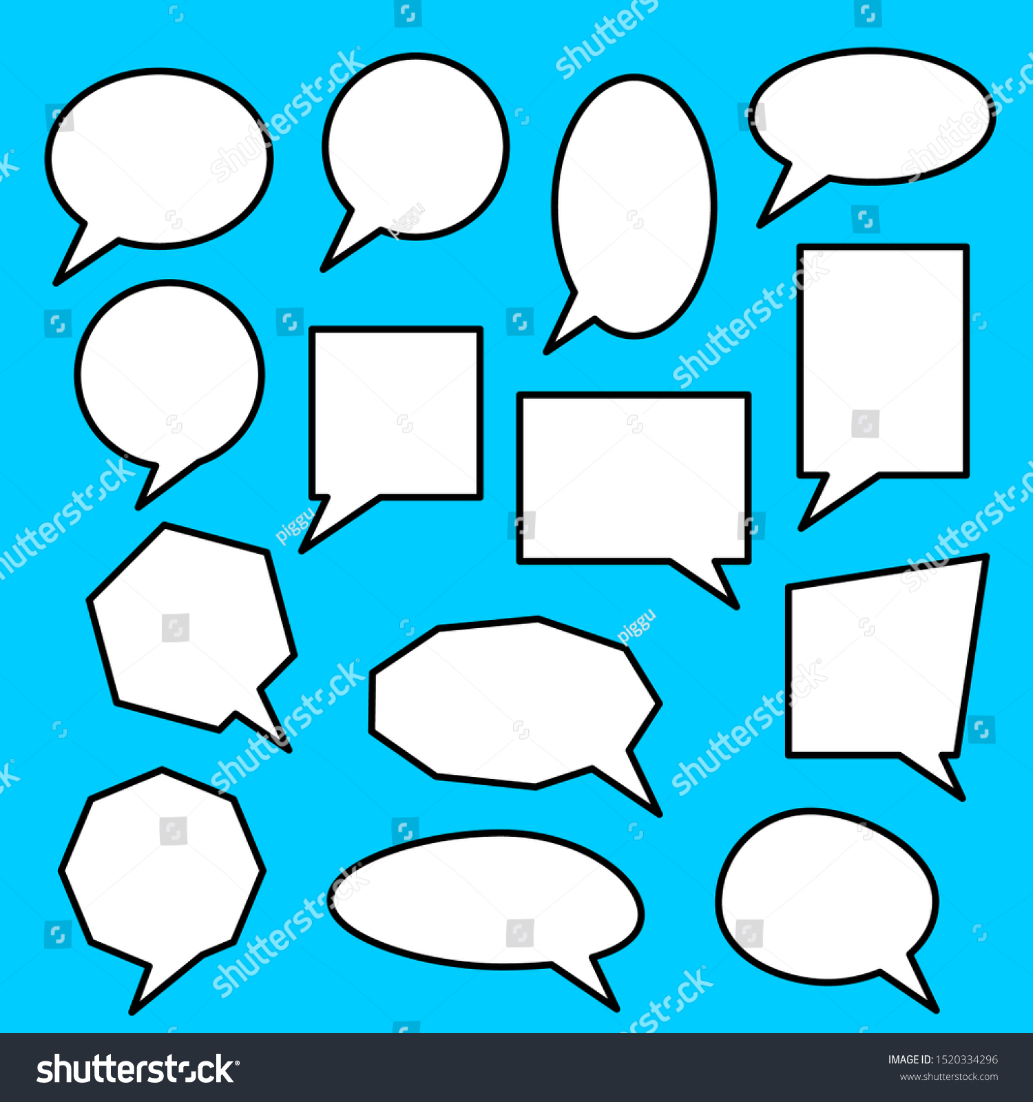 Blank White Cartoon Speech Bubbles Set Stock Vector Royalty Free 1520334296