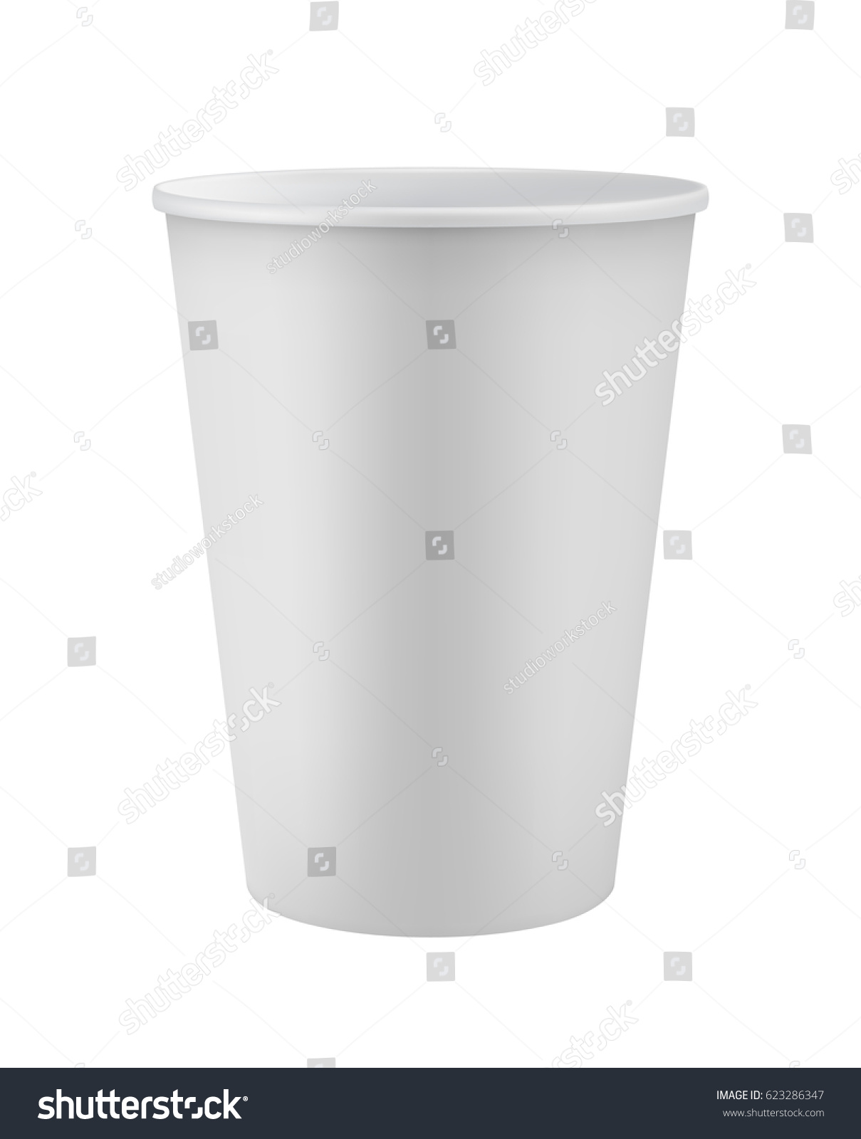 SVG of Blank white disposable coffee cup isolated on white background vector illustration. Packaging design element for branding. svg