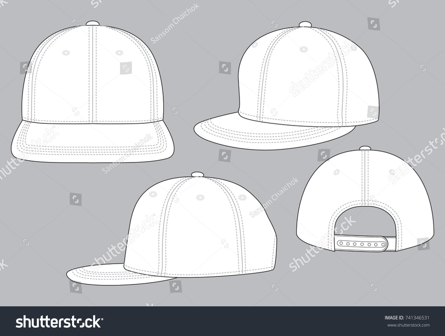 Blank White Hip Hop Cap Adjustable Stock Vector (Royalty Free ...