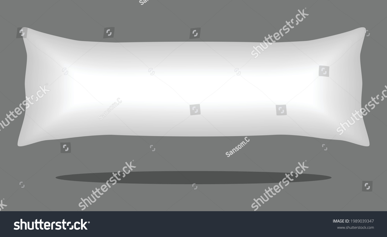 SVG of Blank White Long Body Pillow Template on Gray Background, Vector File. svg