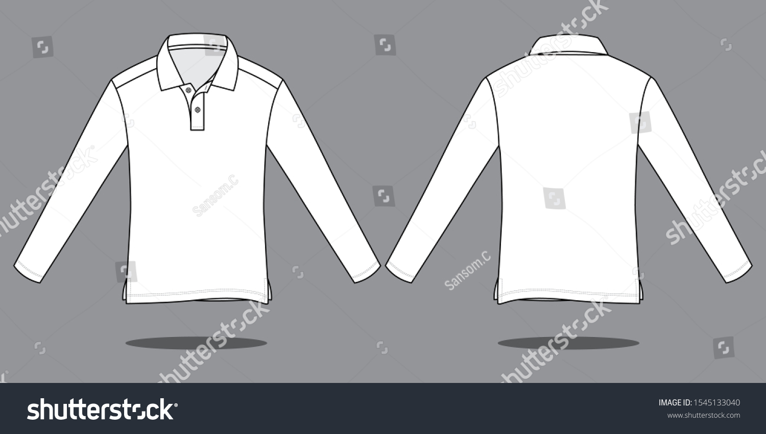 Blank White Long Sleeve Polo Shirt Stock Vector (Royalty Free) 1545133040