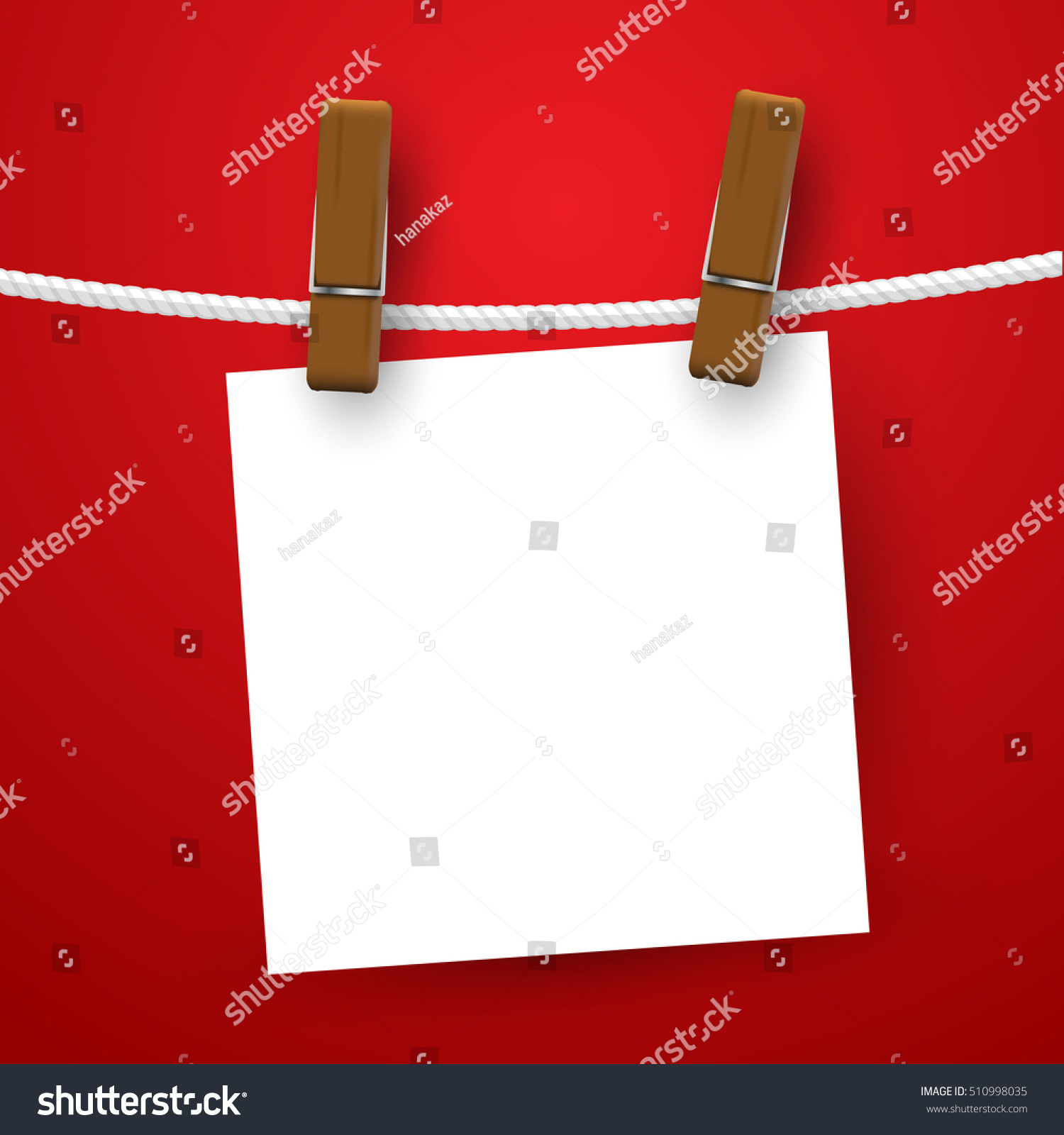 Blank White Notes Hanging On Clothesline Stock Vector (Royalty Free ...