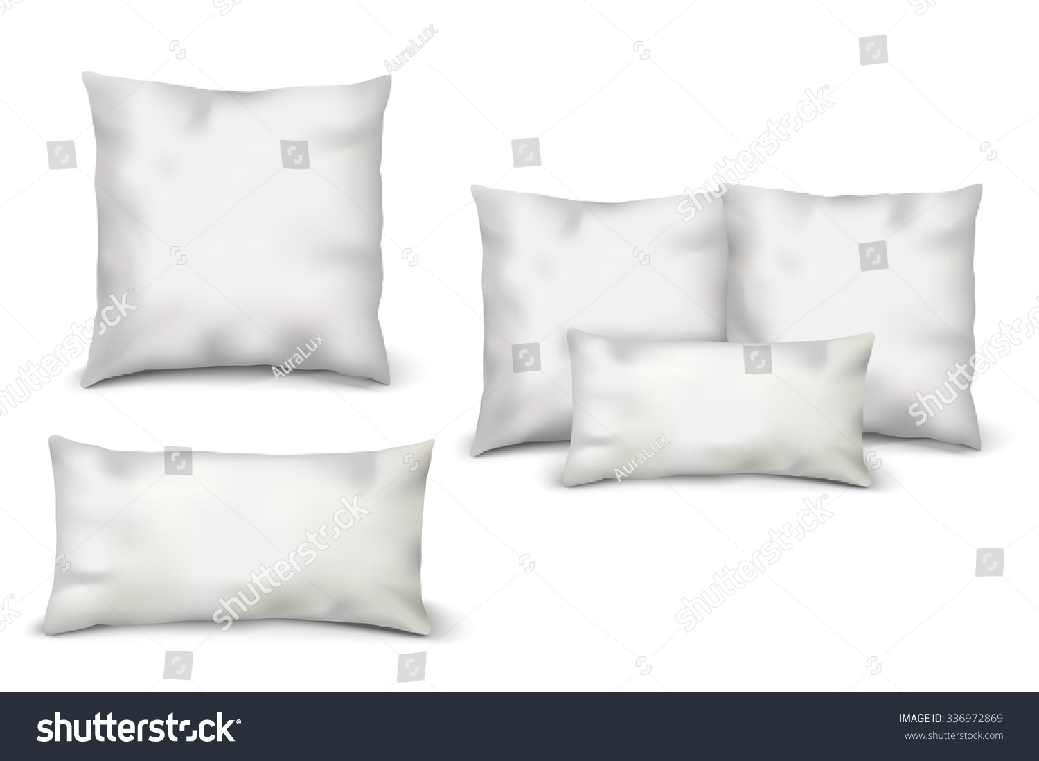 Blank White Pillows Set. Vector Illustration Of Pillows With Shadows