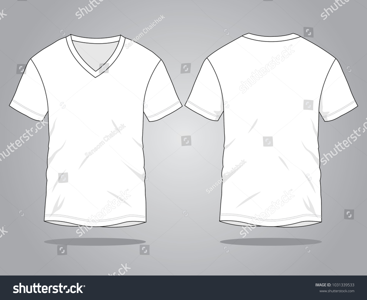 Blank White Vneck Tshirt Template On Stock Vector (Royalty Free With Blank V Neck T Shirt Template