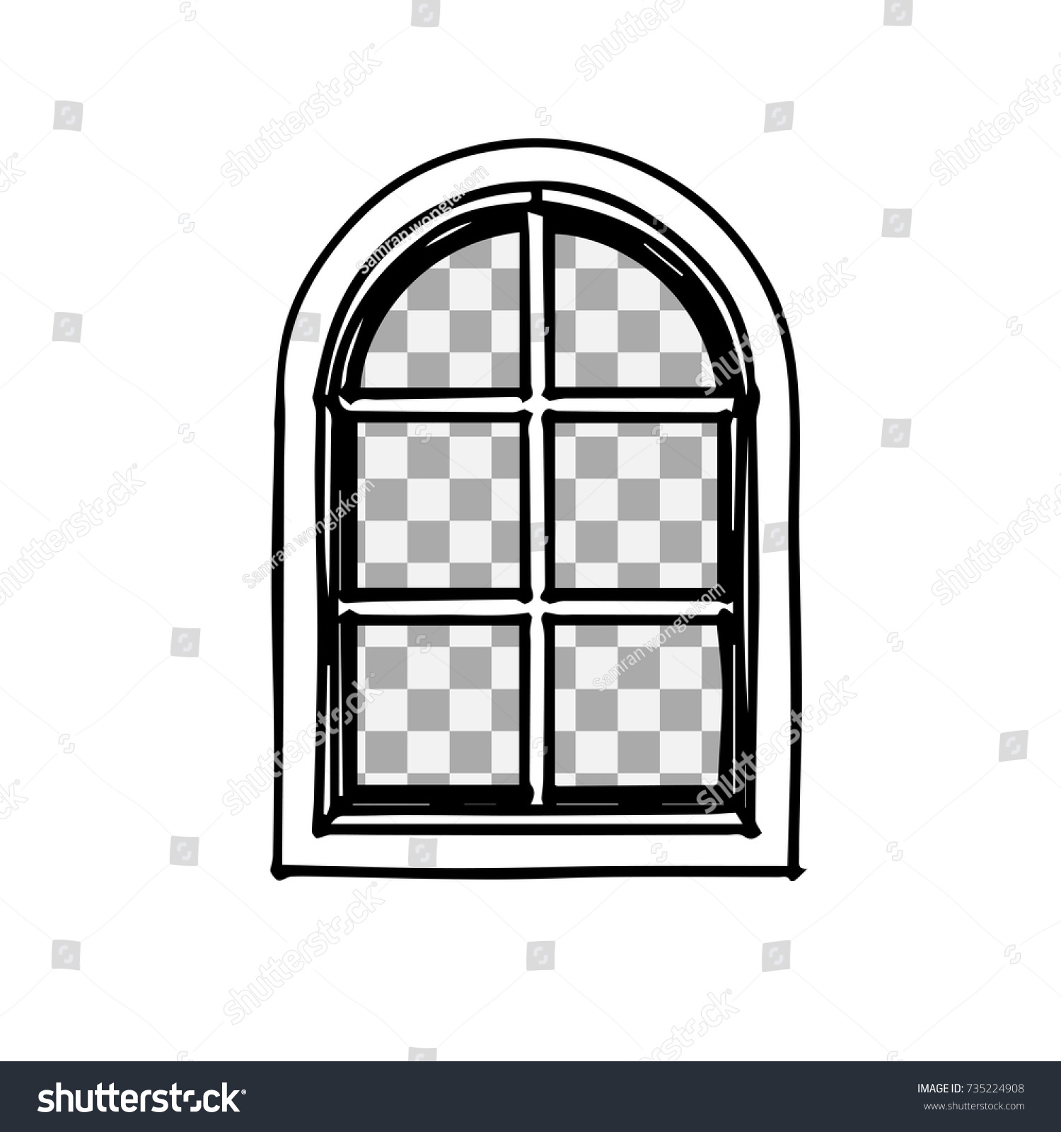 Blank Window Sketch Style Stock Vector (royalty Free) 735224908