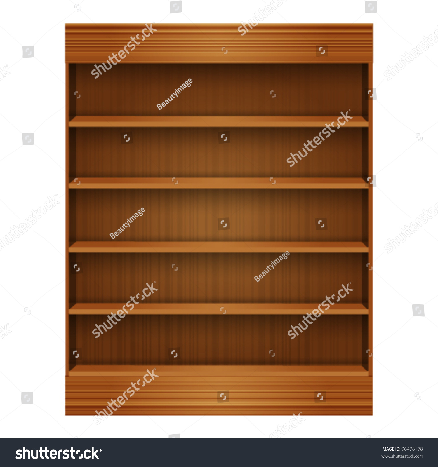 Blank Wooden Book Shelf Stock Vector Illustration 96478178 : Shutterstock