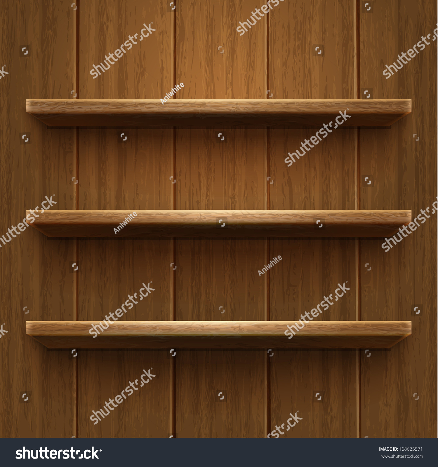 Blank Wooden Bookshelf Vector Illustration Stock Vector (Royalty Free ...