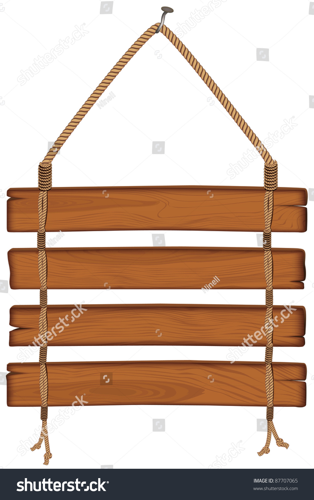 Blank Wooden Sign Hanging On Rope Stock Vector 87707065 - Shutterstock