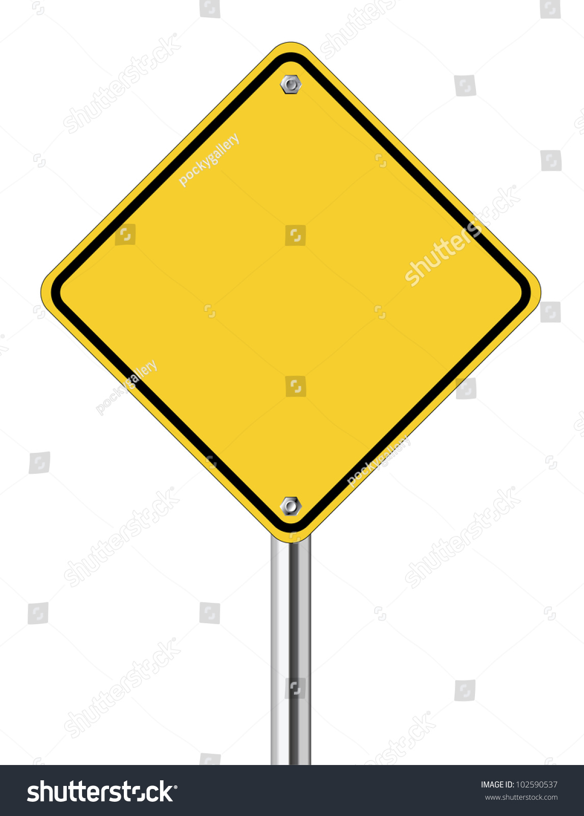 Blank Yellow Road Sign On White Background Stock Vector Illustration ...