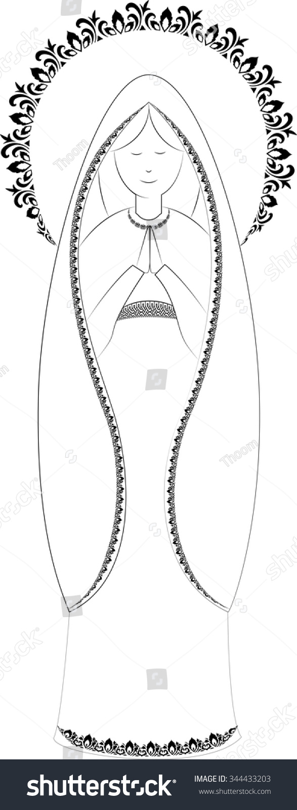 Blessed Virgin Mary Drawing Vector Illustration Stock Vector (Royalty