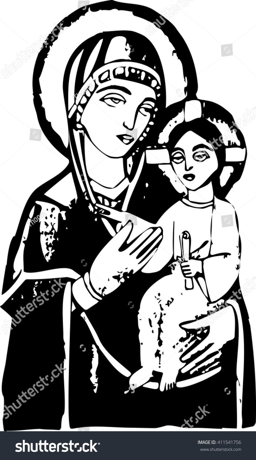 Blessed Virgin Mary Holding Baby Jesus Stock Vector 411541756 ...
