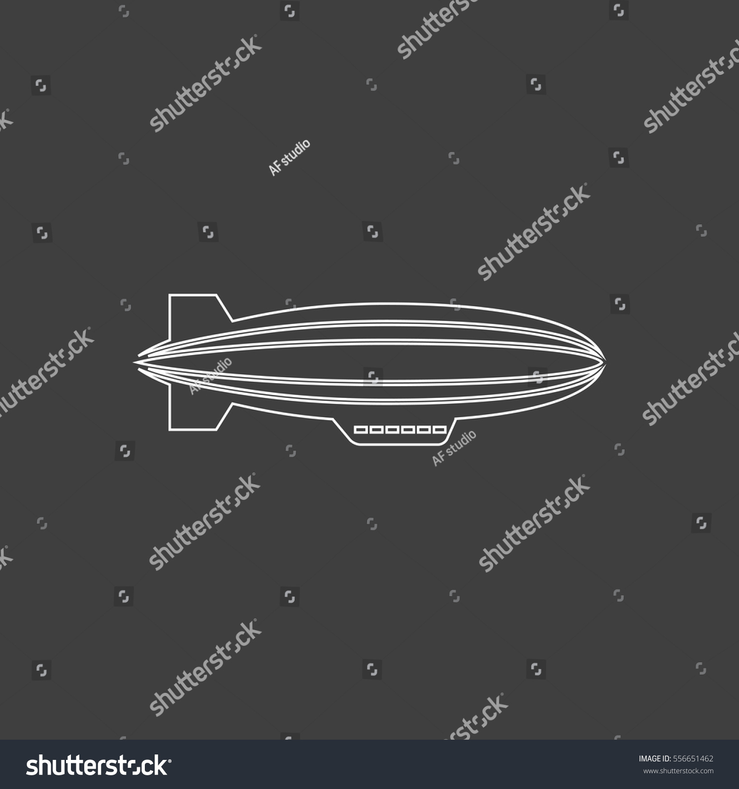 Blimp Outline Vector Icon Contour Line Stock Vector Royalty Free