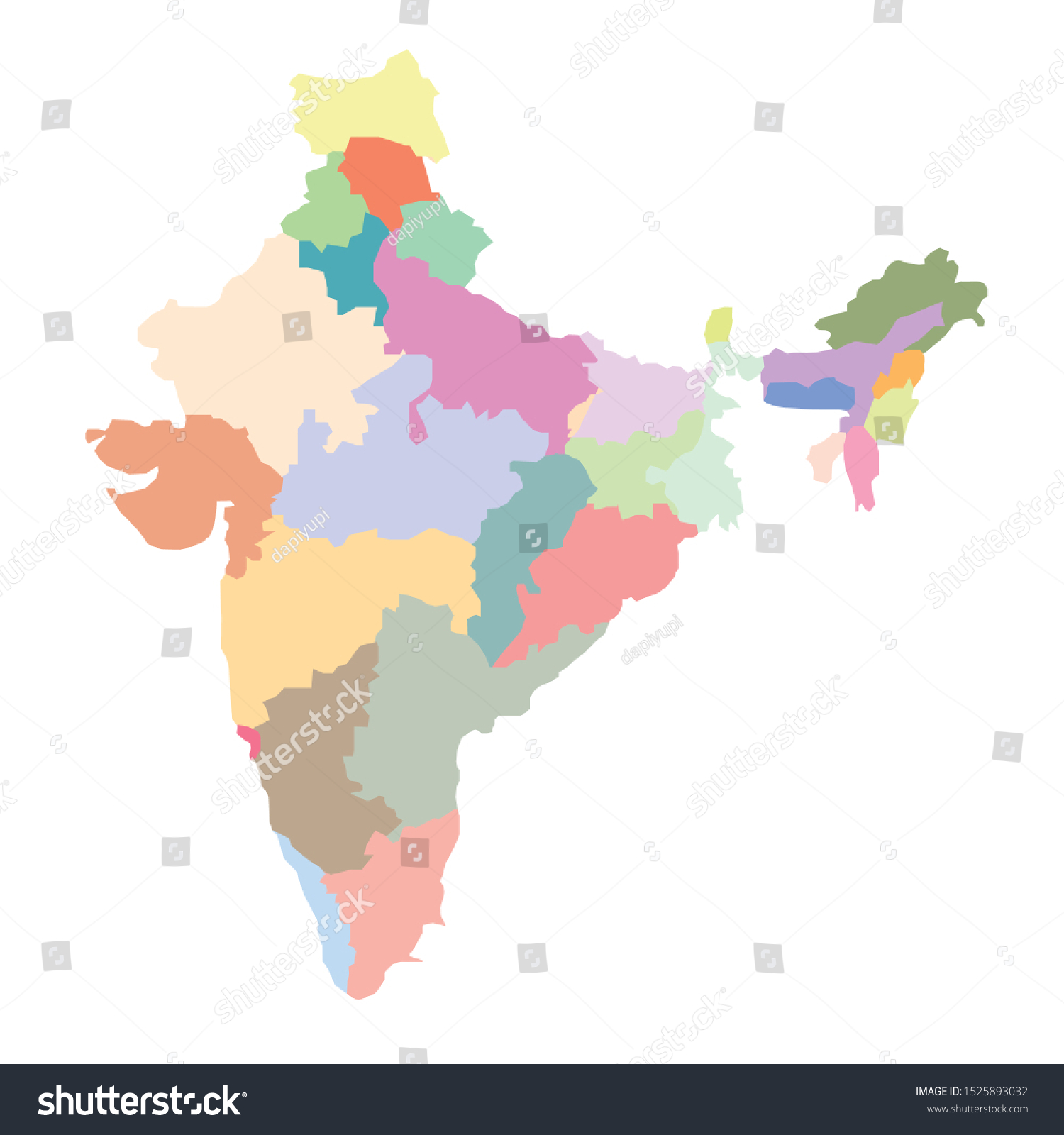 Blind Map States India Vector Stock Vector (Royalty Free) 1525893032 ...