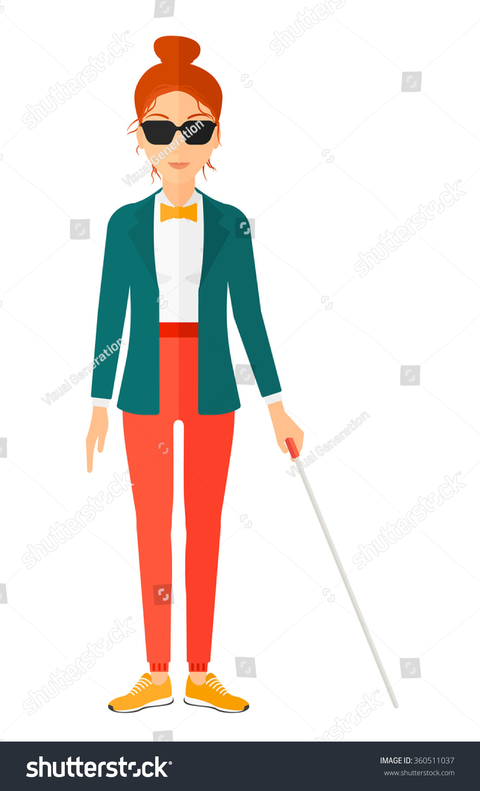 Blind Woman Stick Stock Vector (Royalty Free) 360511037