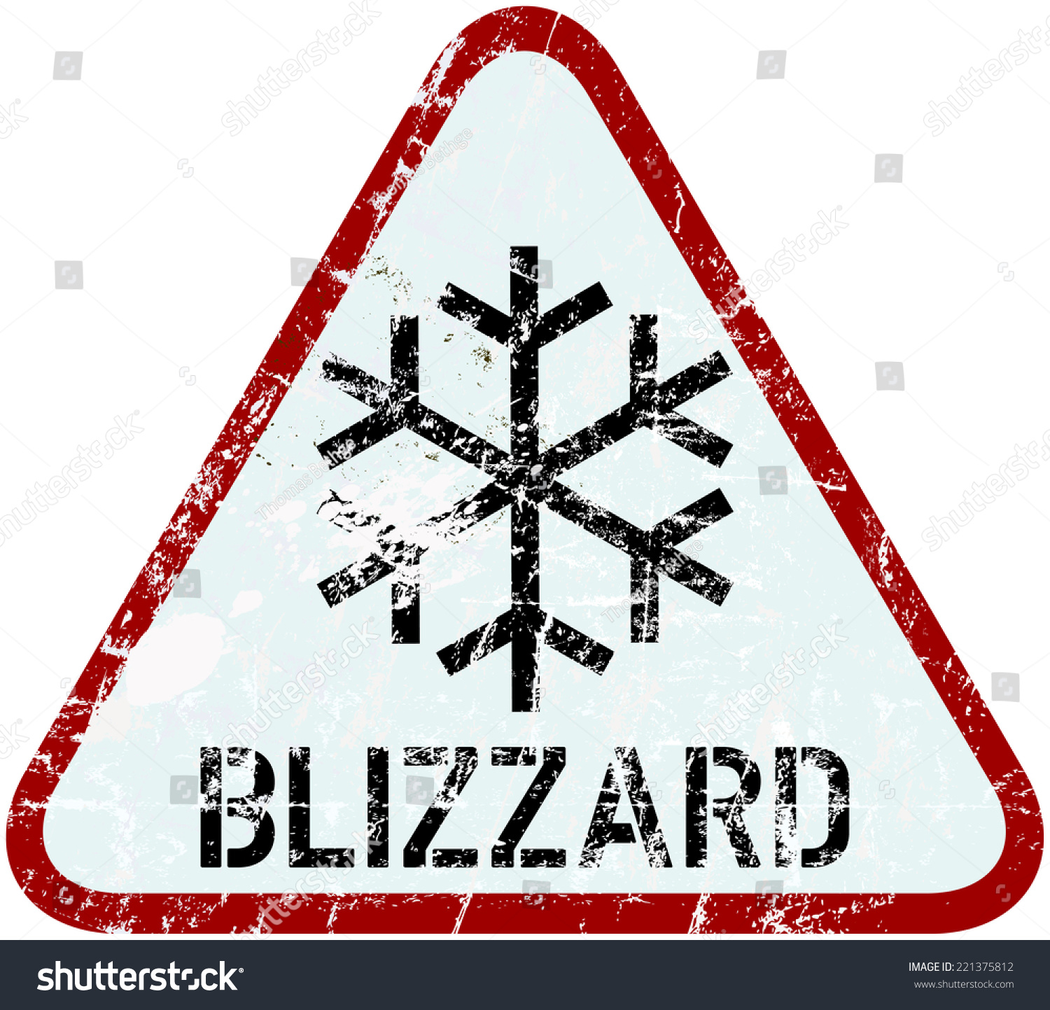 Blizzard Warning Traffic Sign, Vector Illustration - 221375812