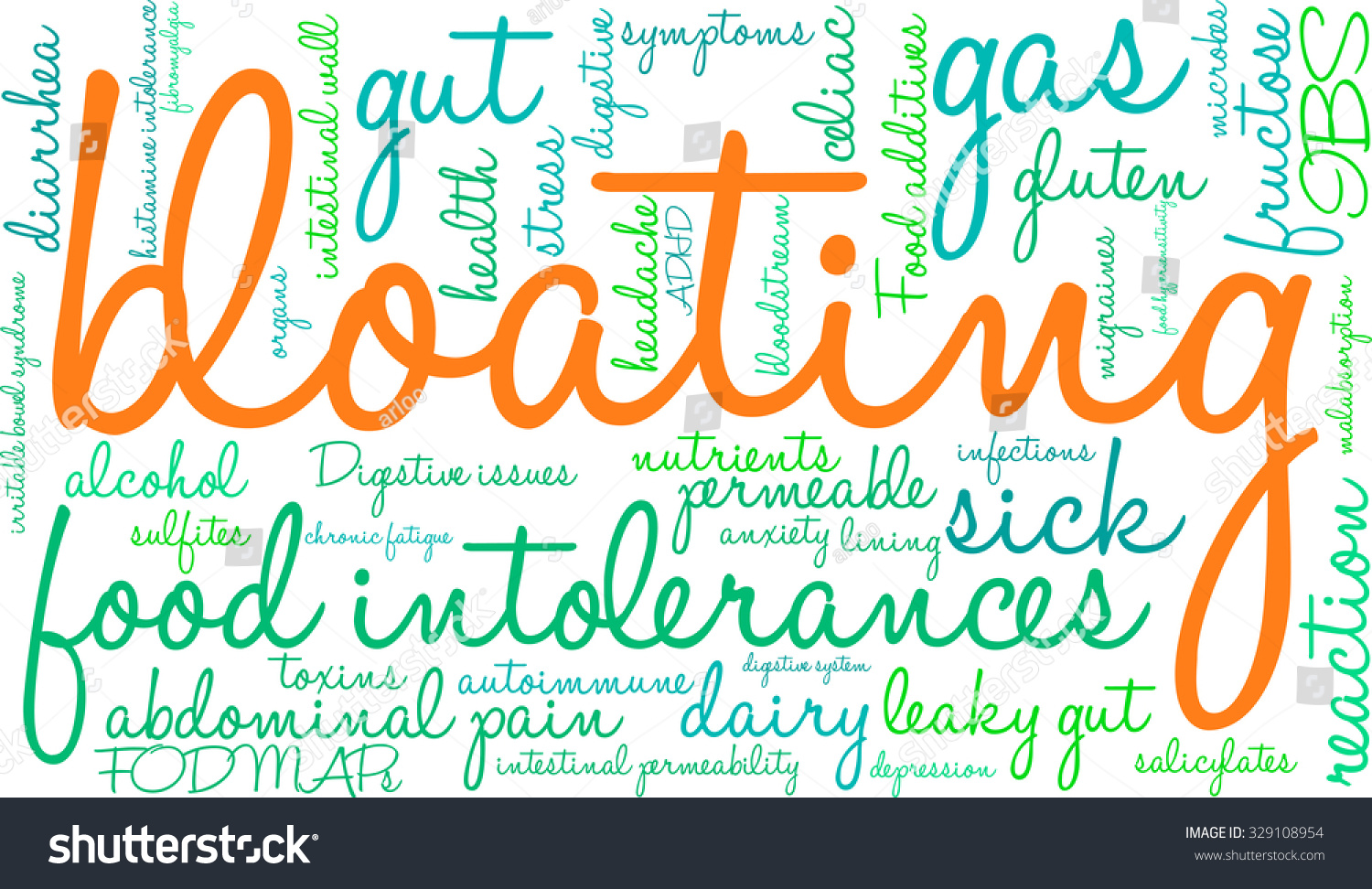 Bloating Word Cloud On White Background vector de stock (libre de