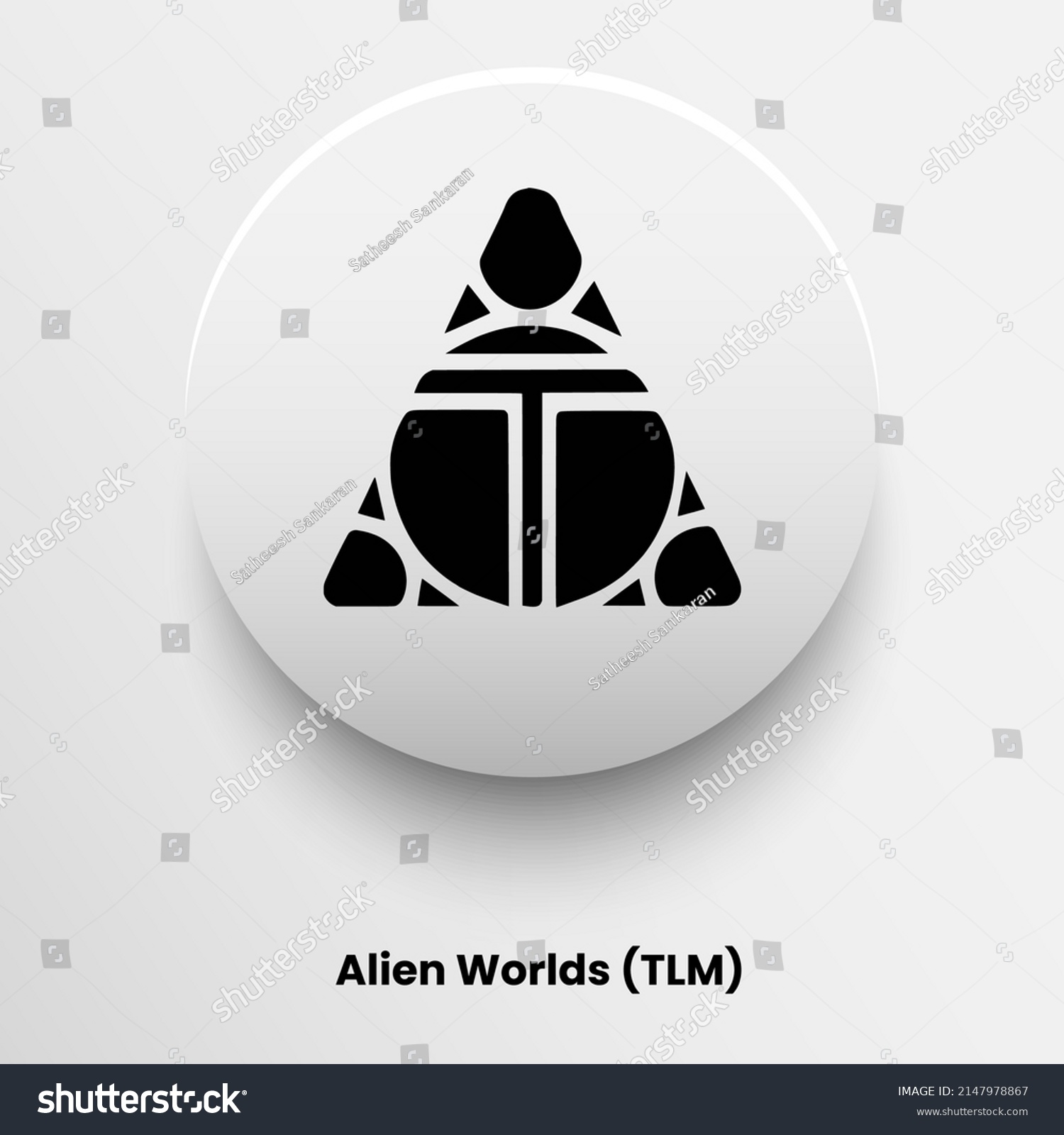 SVG of Blockchain based secure Cryptocurrency coin Alien Worlds (TLM) icon isolated on colored background. Digital virtual money tokens. Decentralized finance technology illustration. Altcoin Vector logos. svg