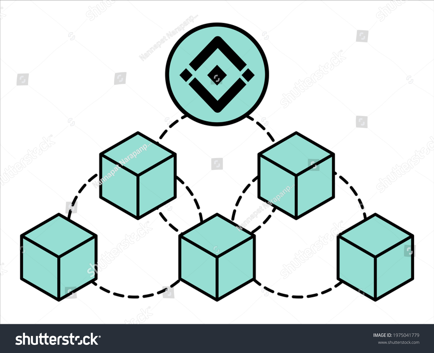 SVG of Blockchain technology, binance chain and euthereum chain vector illustration in infographic icon style svg