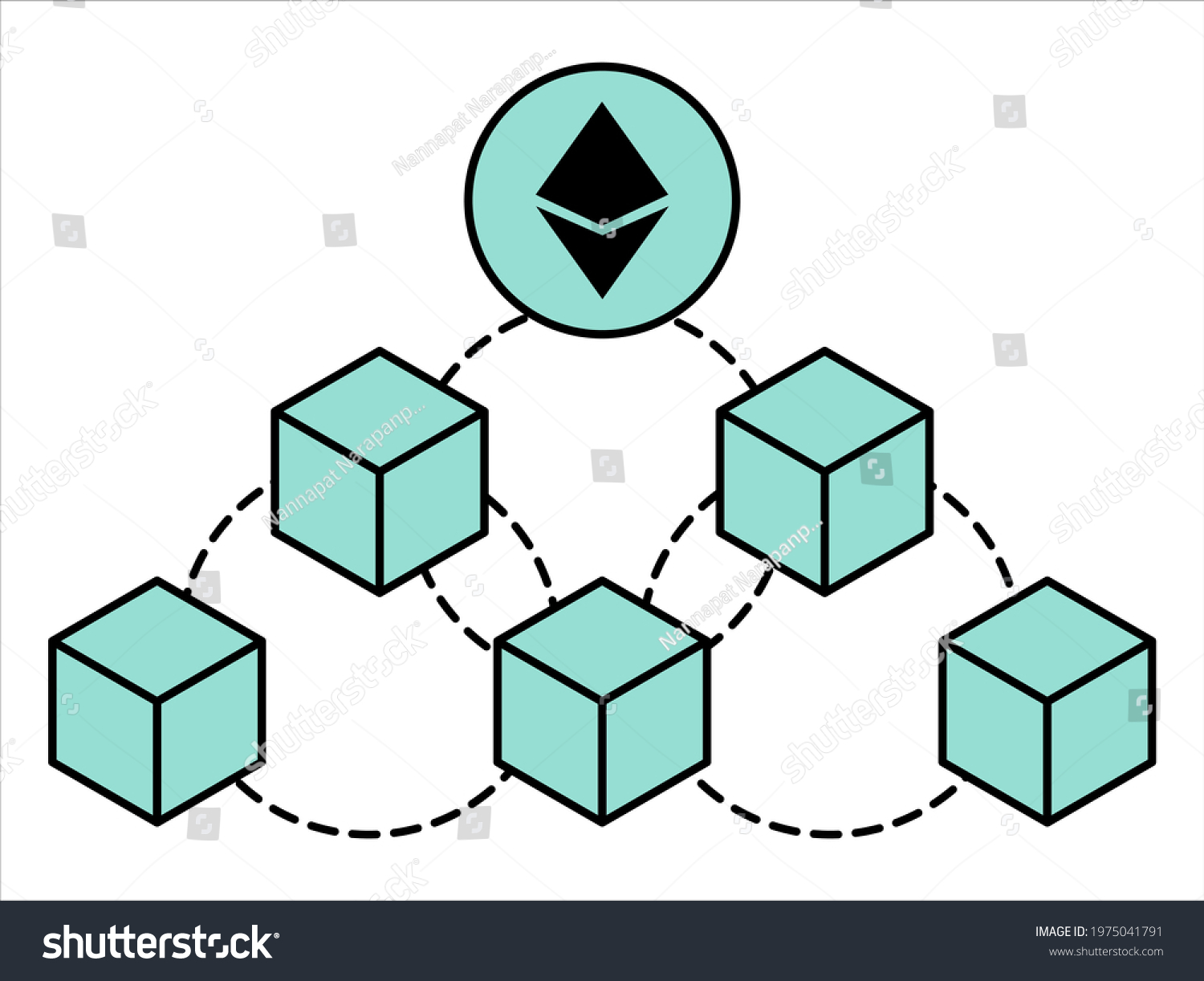 SVG of Blockchain technology, binance chain and euthereum chain vector illustration in infographic icon style svg