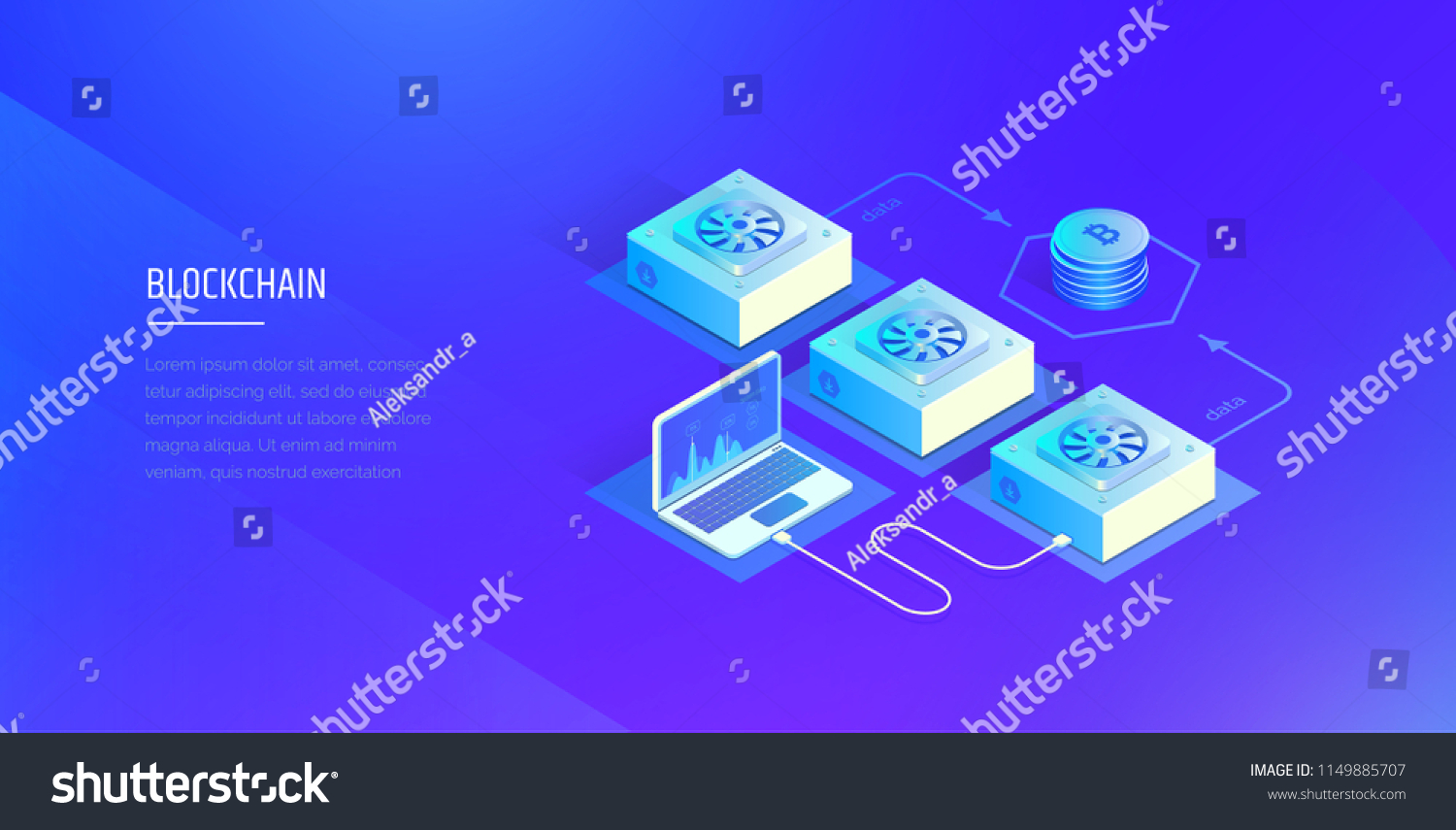 Blockchain Technology Cryptocurrency Blockchain Composition Mining Stock Vector Royalty Free 1149885707