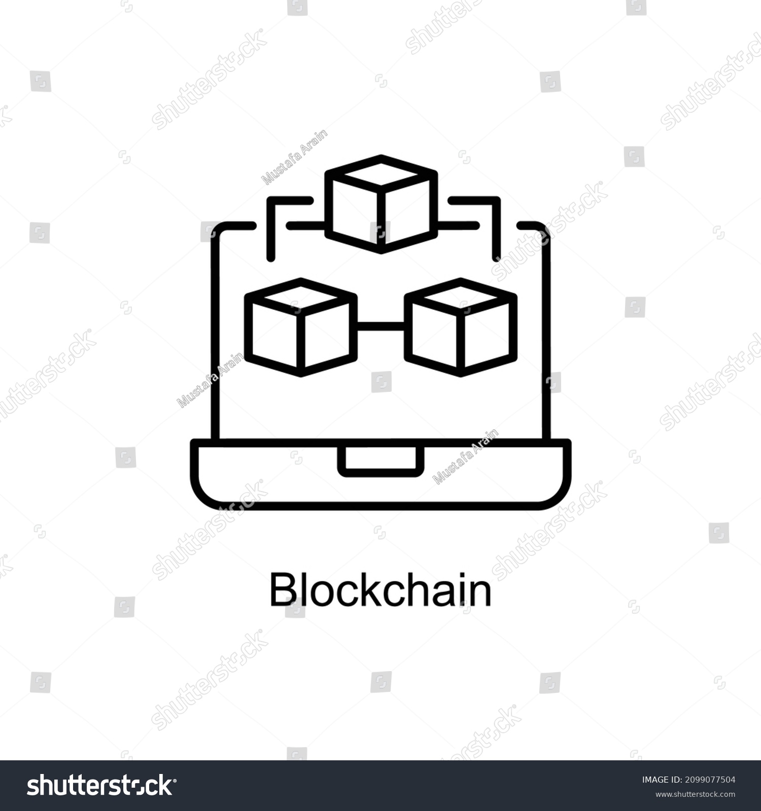 Blockchain Vector Outline Icon Web Isolated Stock Vector (Royalty Free ...