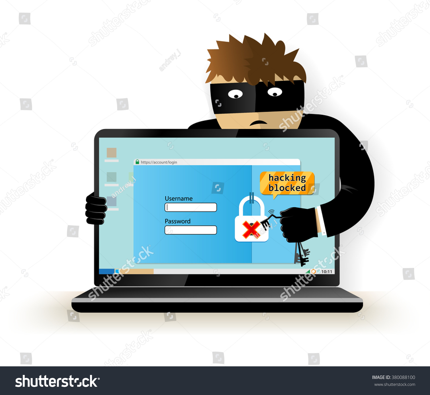 Blocking Hacker Attackhacker Breaks Into Computer Stock Vector (Royalty ...