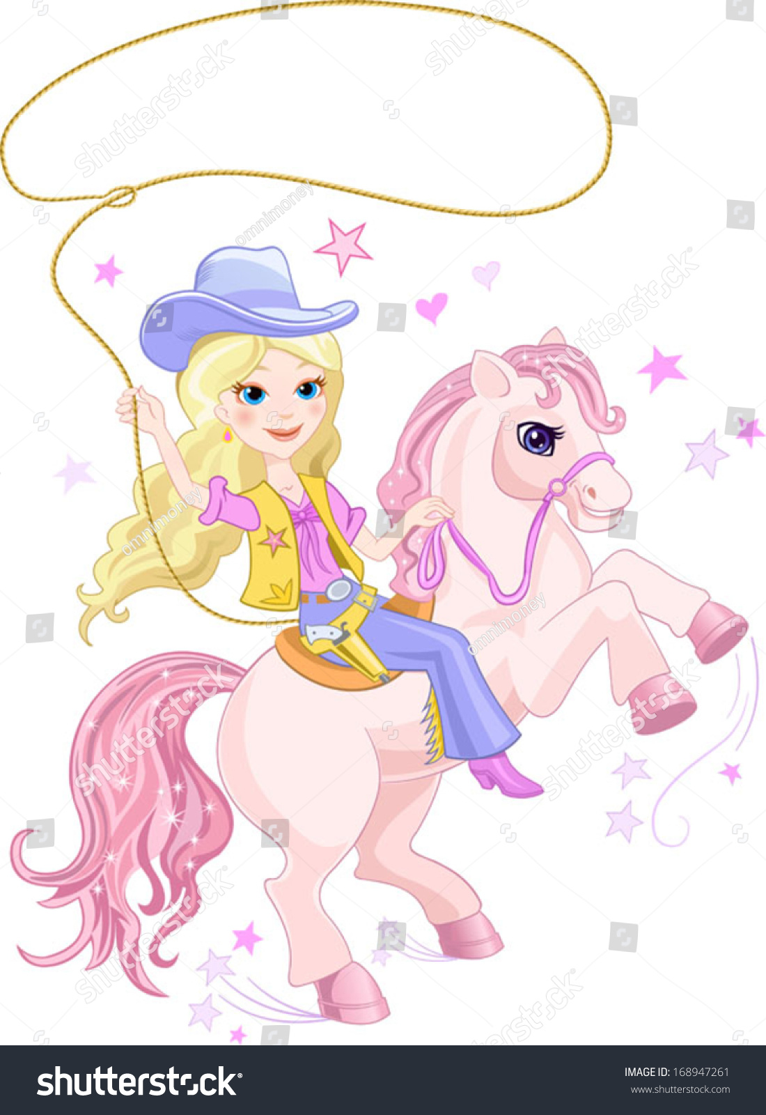 Blond Cowgirl Lasso Stock Vector Royalty Free