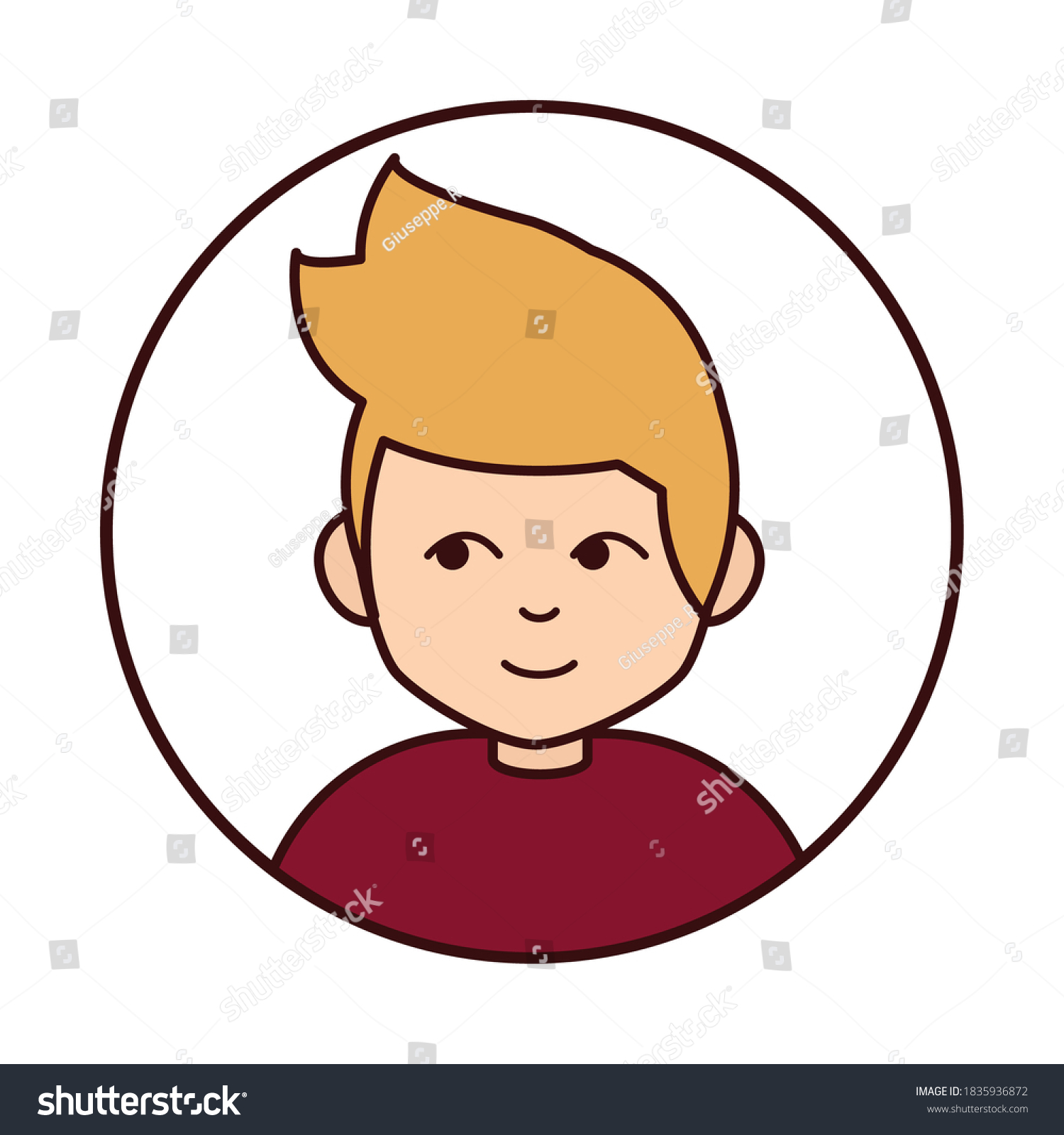 Blond Teen Cartoon Character Round Line Stock Vector (Royalty Free ...