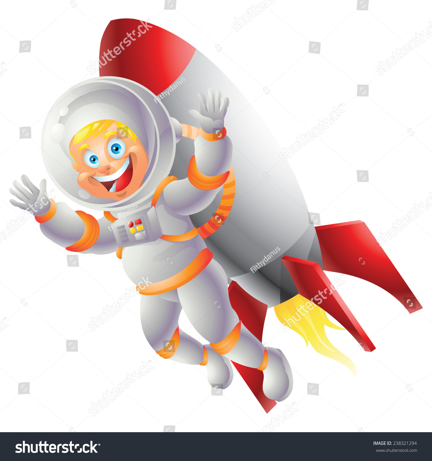 Blonde Astronaut Boy Rocket Backpack Isolated Stock Vector 238321294 ...