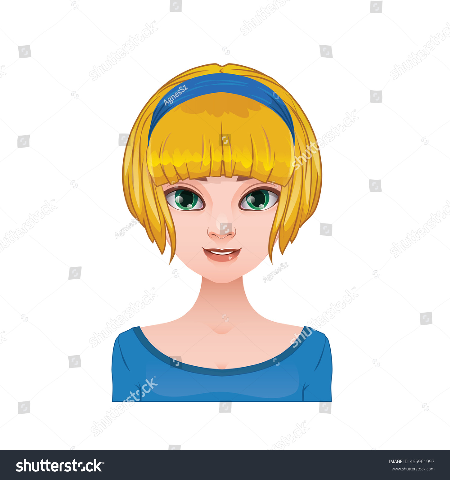 Blonde Woman Short Hair Headband Stock Vector Royalty Free 465961997