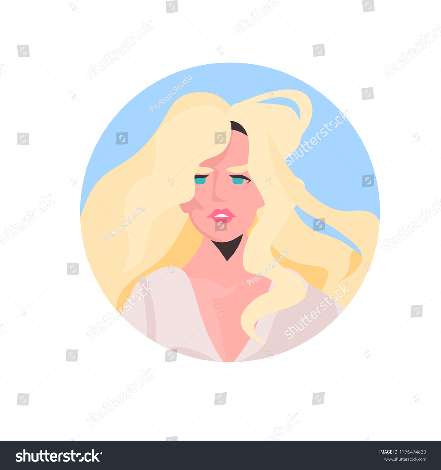 Vektor Stok Blonde Young Woman Profile Avatar Beautiful Tanpa Royalti 1776474830 Shutterstock 5825