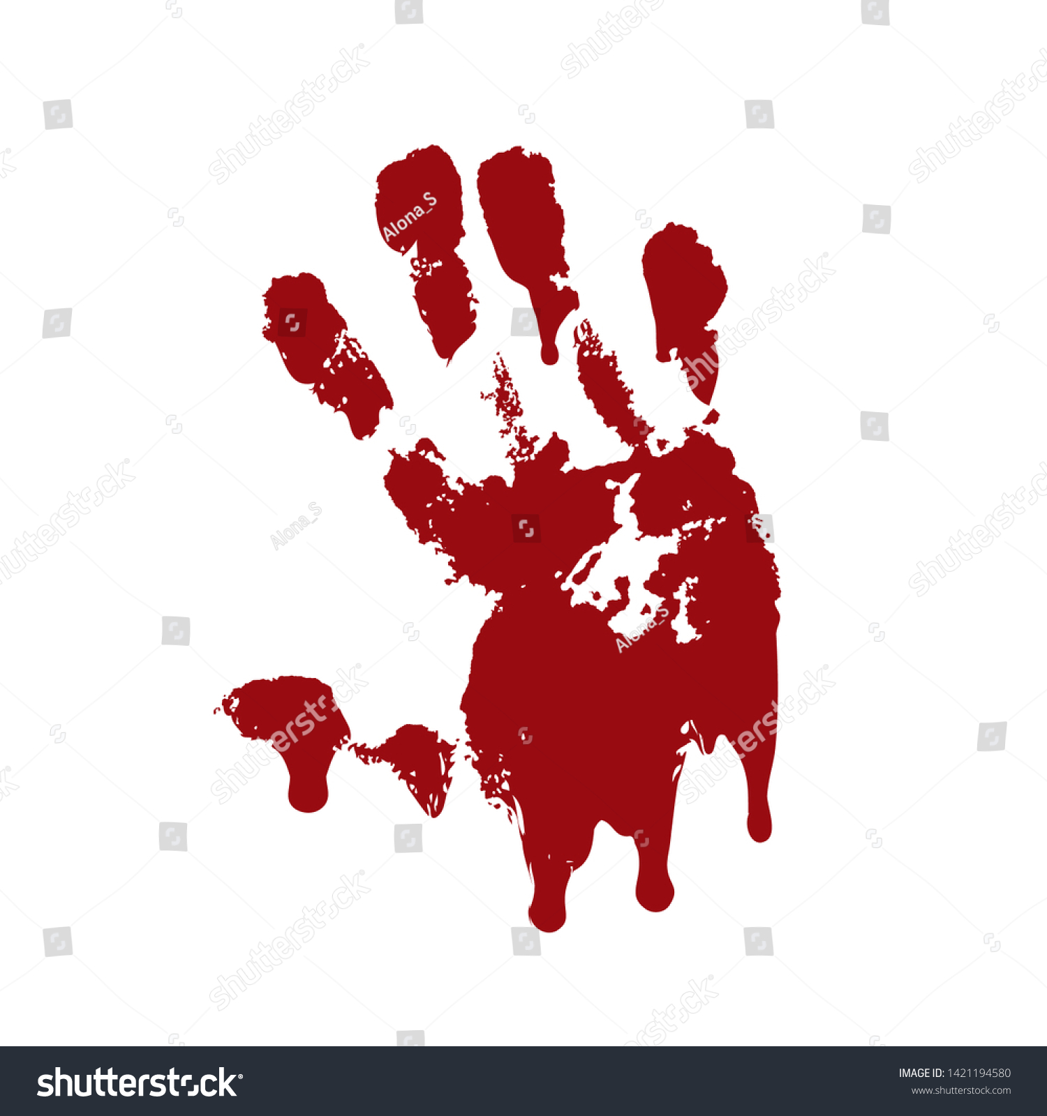 Bloody Hand Print Isolated White Background Stock Vector (Royalty Free ...